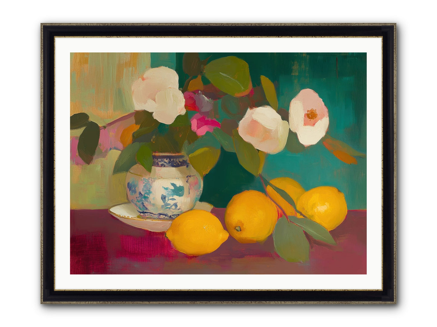 Citrine Treasures Framed Print - Black & Gold 40x30