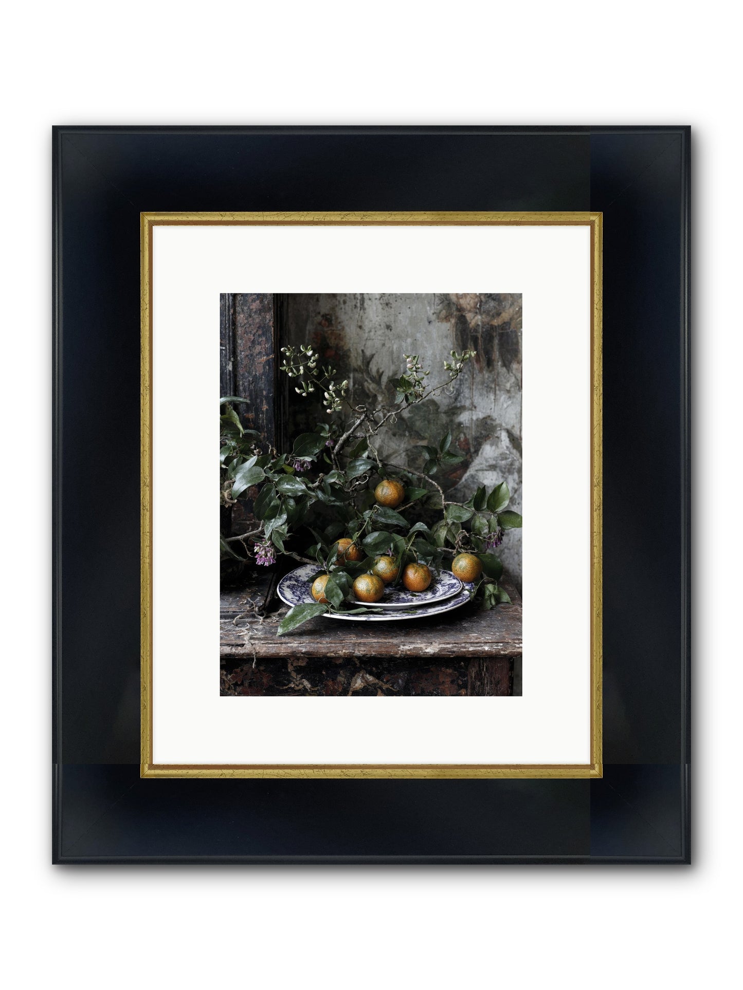 Claudette Framed Print - Wide Black w/Gold 9x12