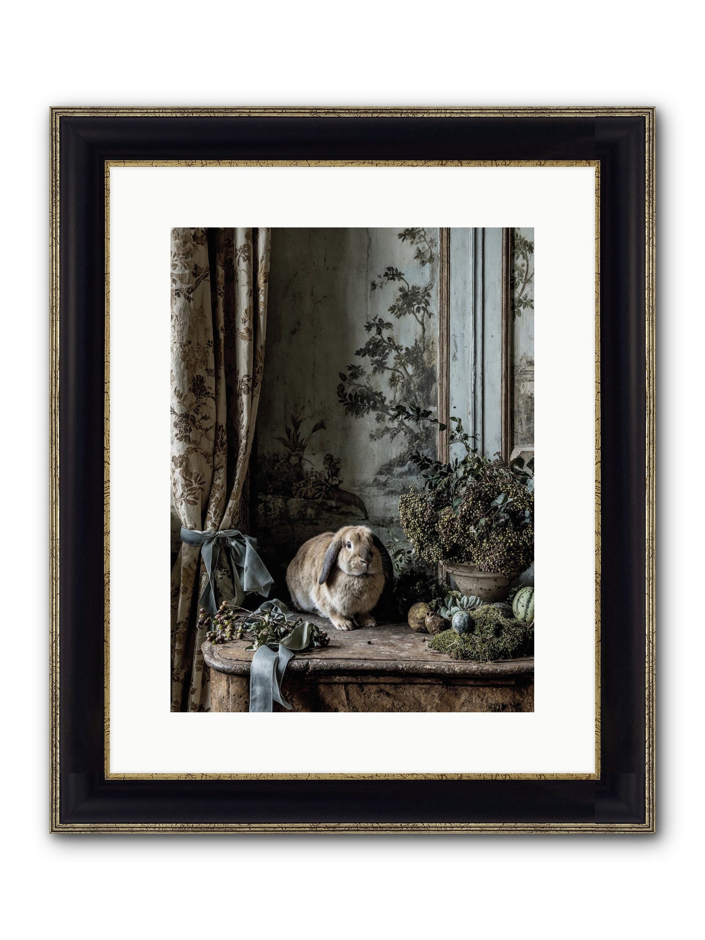 Clementine's Basket Framed Print - Black & Gold 12x16