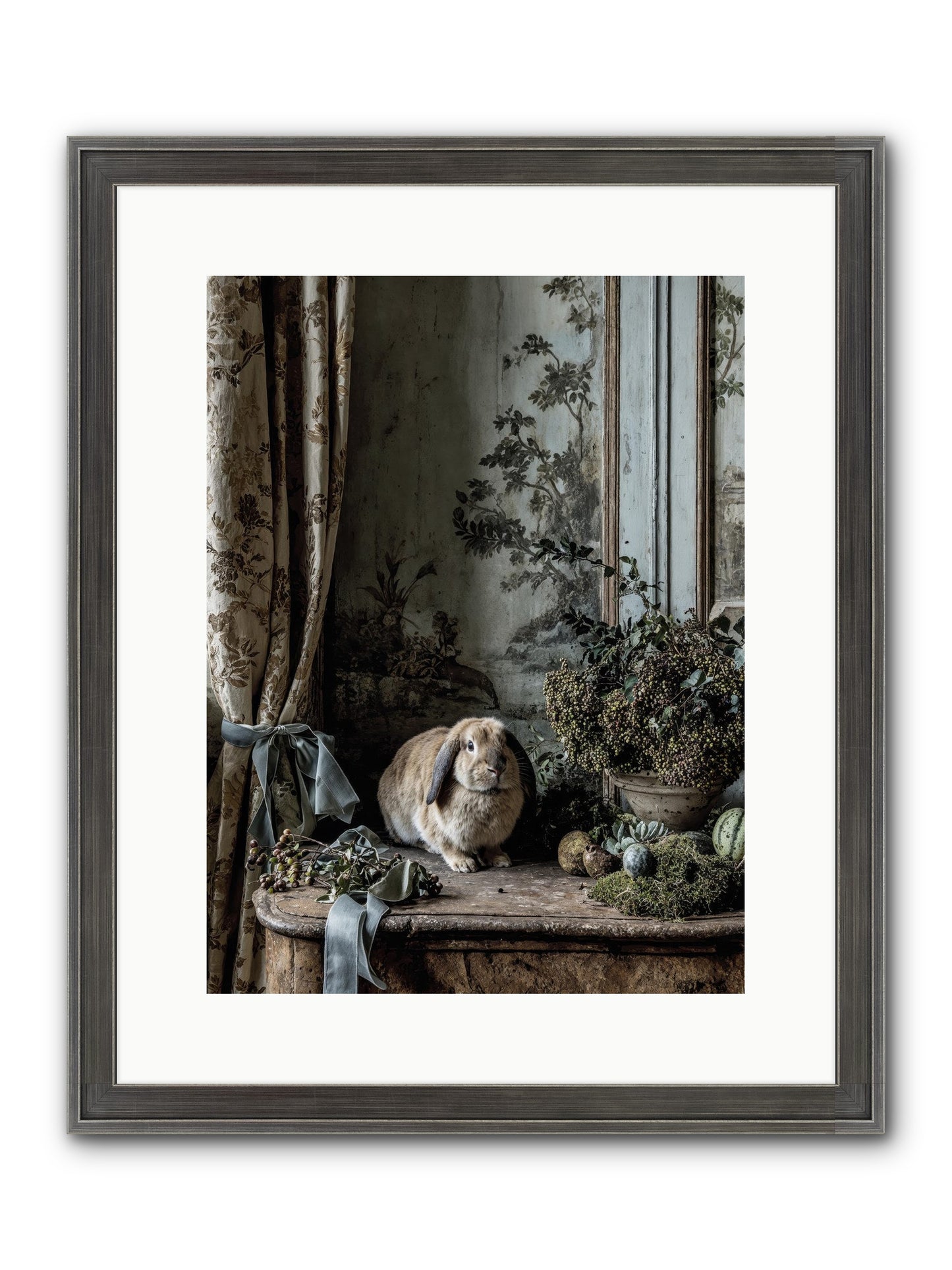 Clementine's Basket Framed Print - Slimwoods Black/Silver 12x16