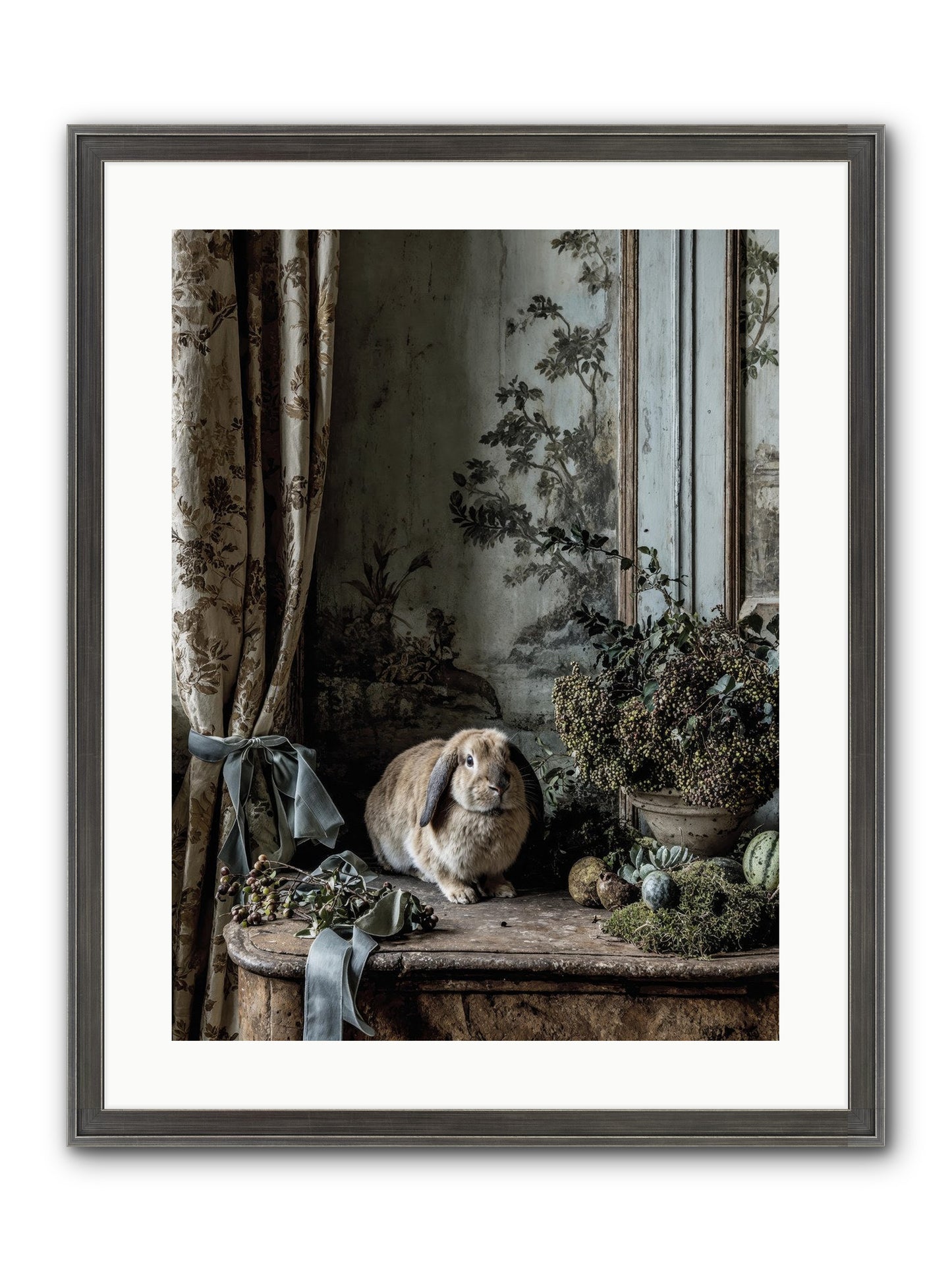 Clementine's Basket Framed Print - Slimwoods Black/Silver 18x24
