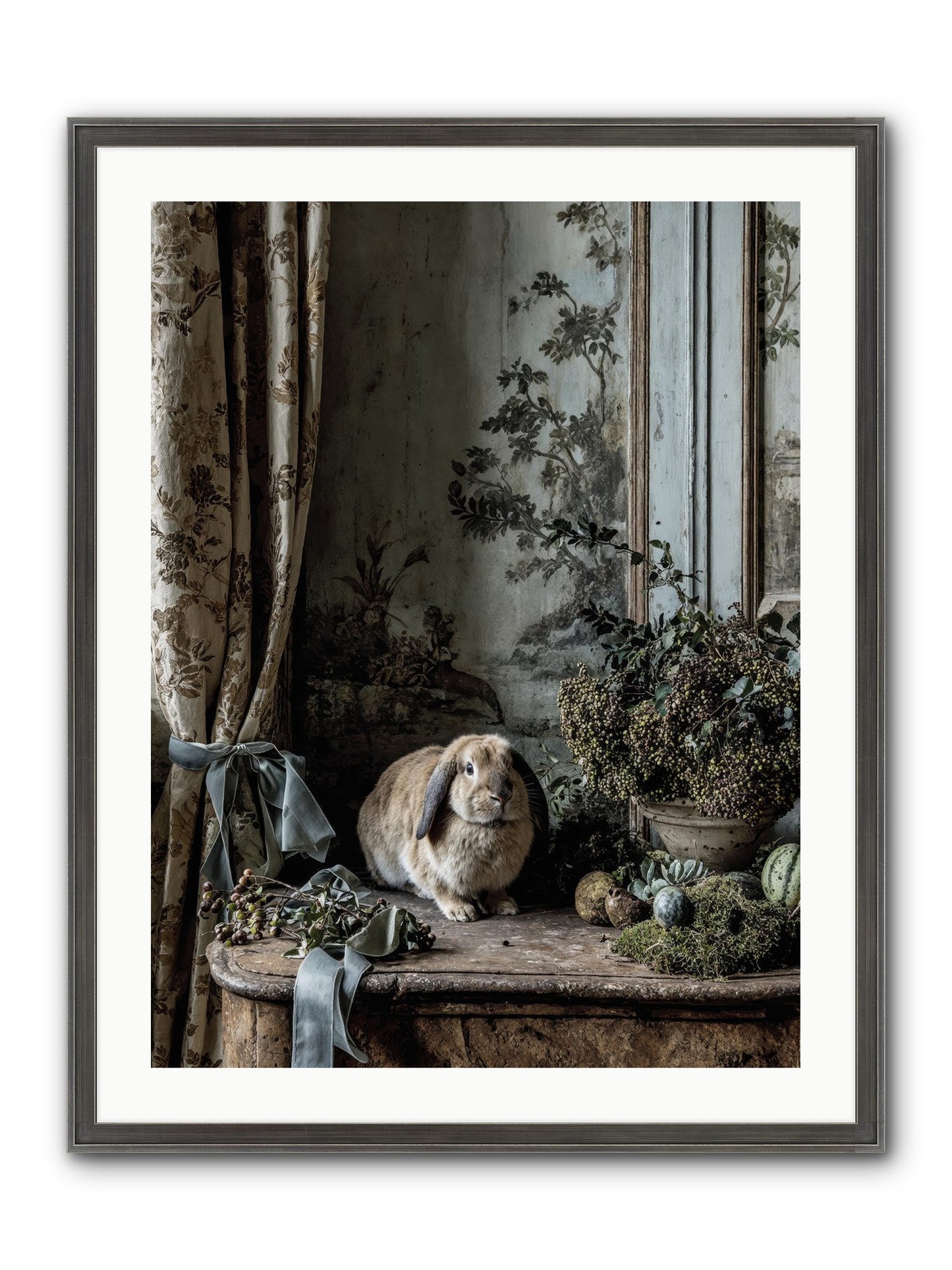 Clementine's Basket Framed Print - Slimwoods Black/Silver 24x32
