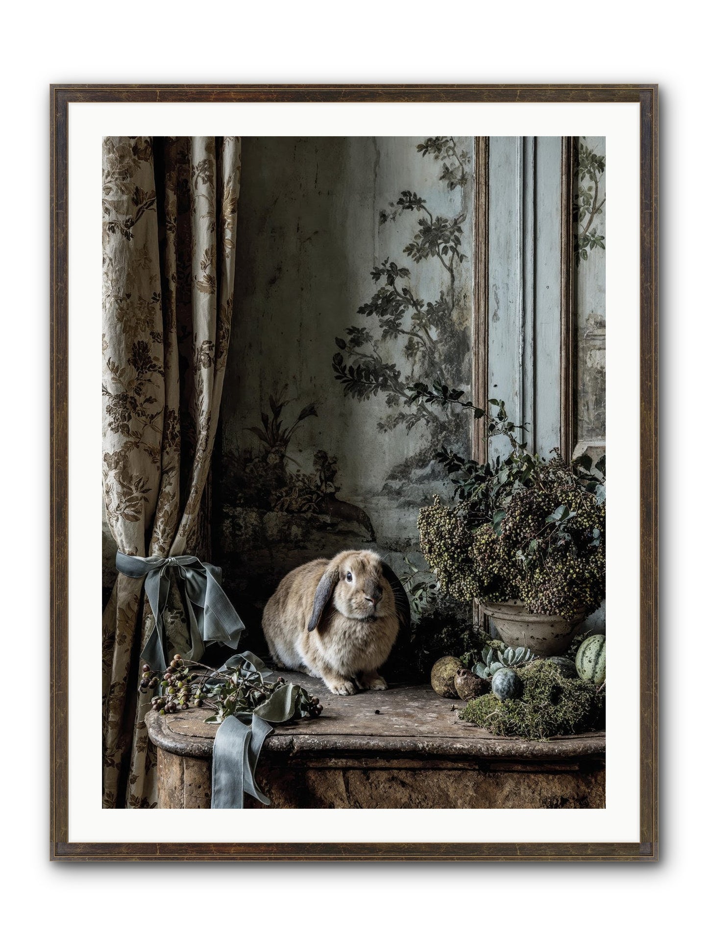 Clementine's Basket Framed Print - Slimwoods Black/Gold 30x40