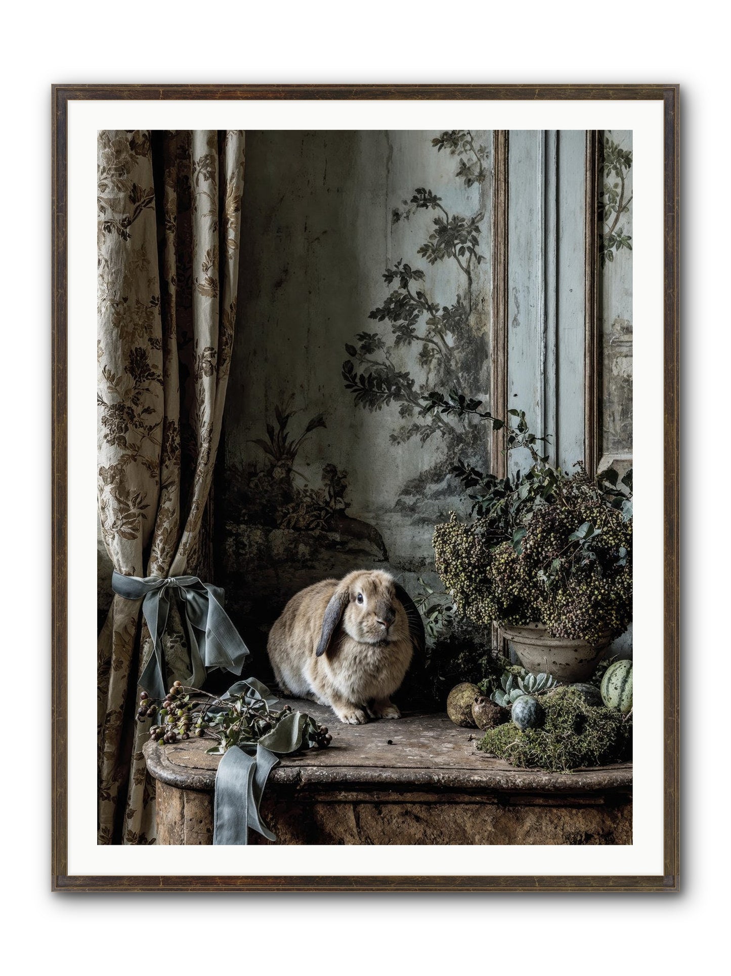 Clementine's Basket Framed Print - Slimwoods Black/Gold 36x48
