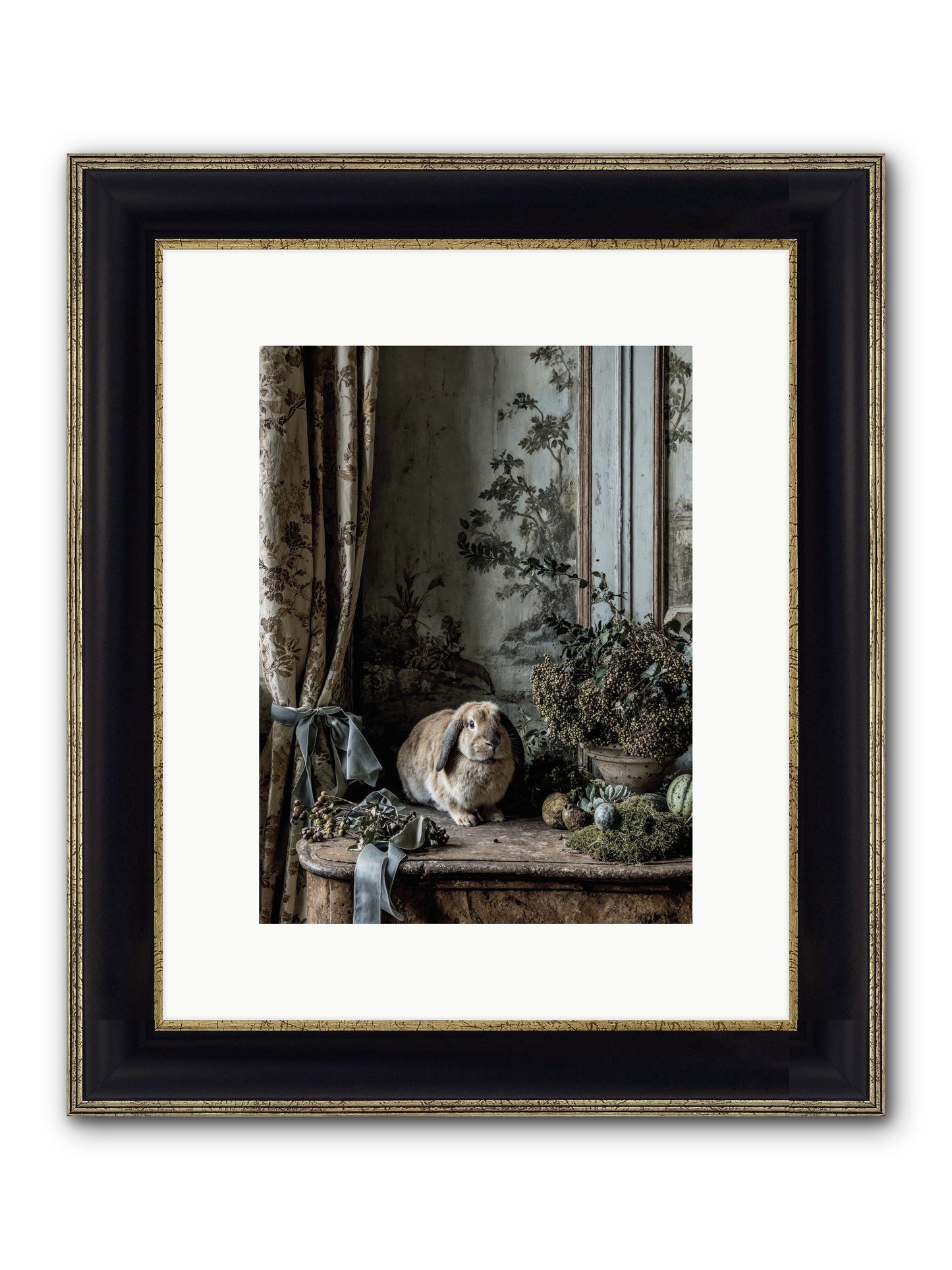 Clementine's Basket Framed Print - Black & Gold 9x12
