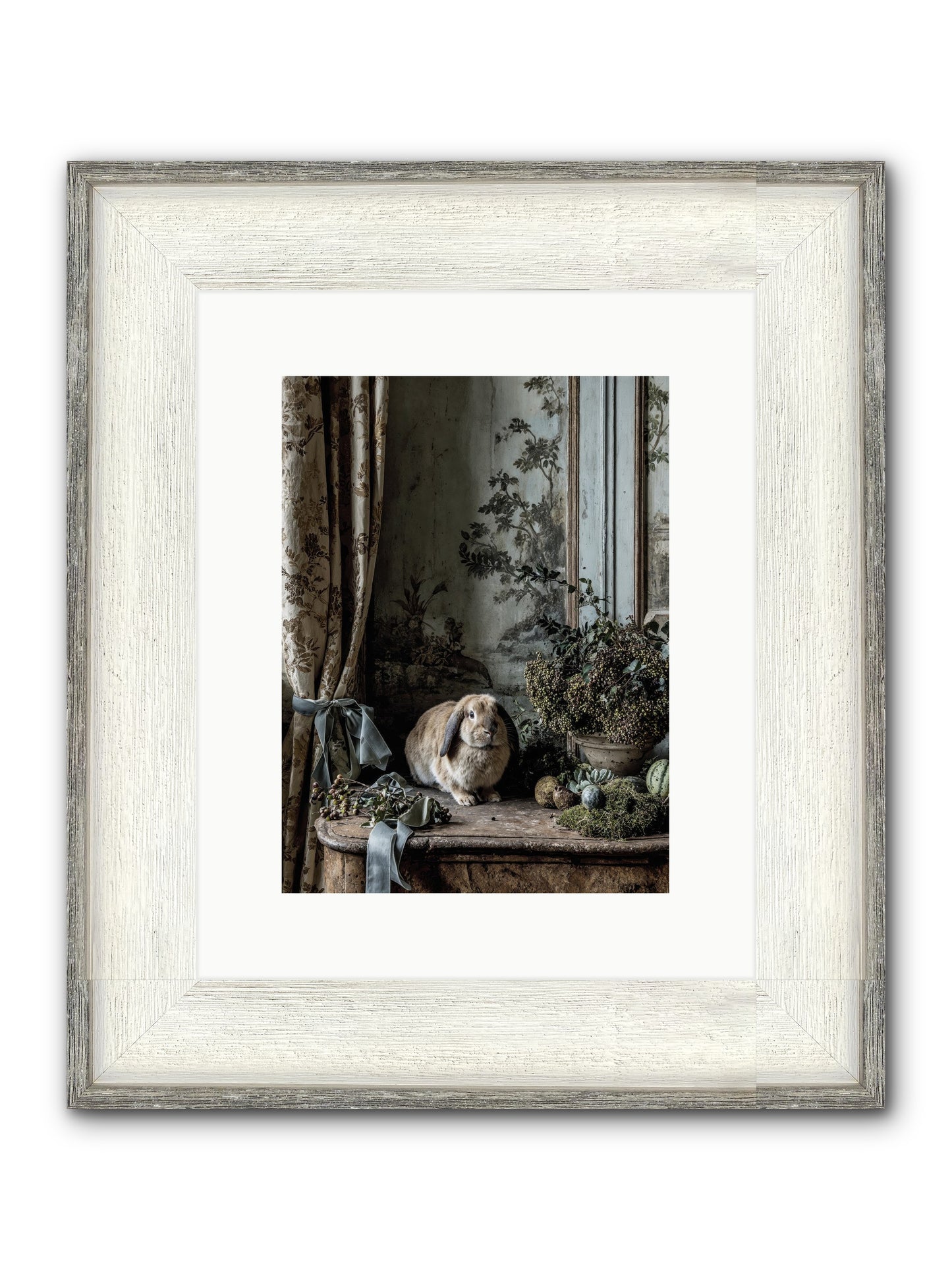 Clementine's Basket Framed Print - Driftwood White 9x12