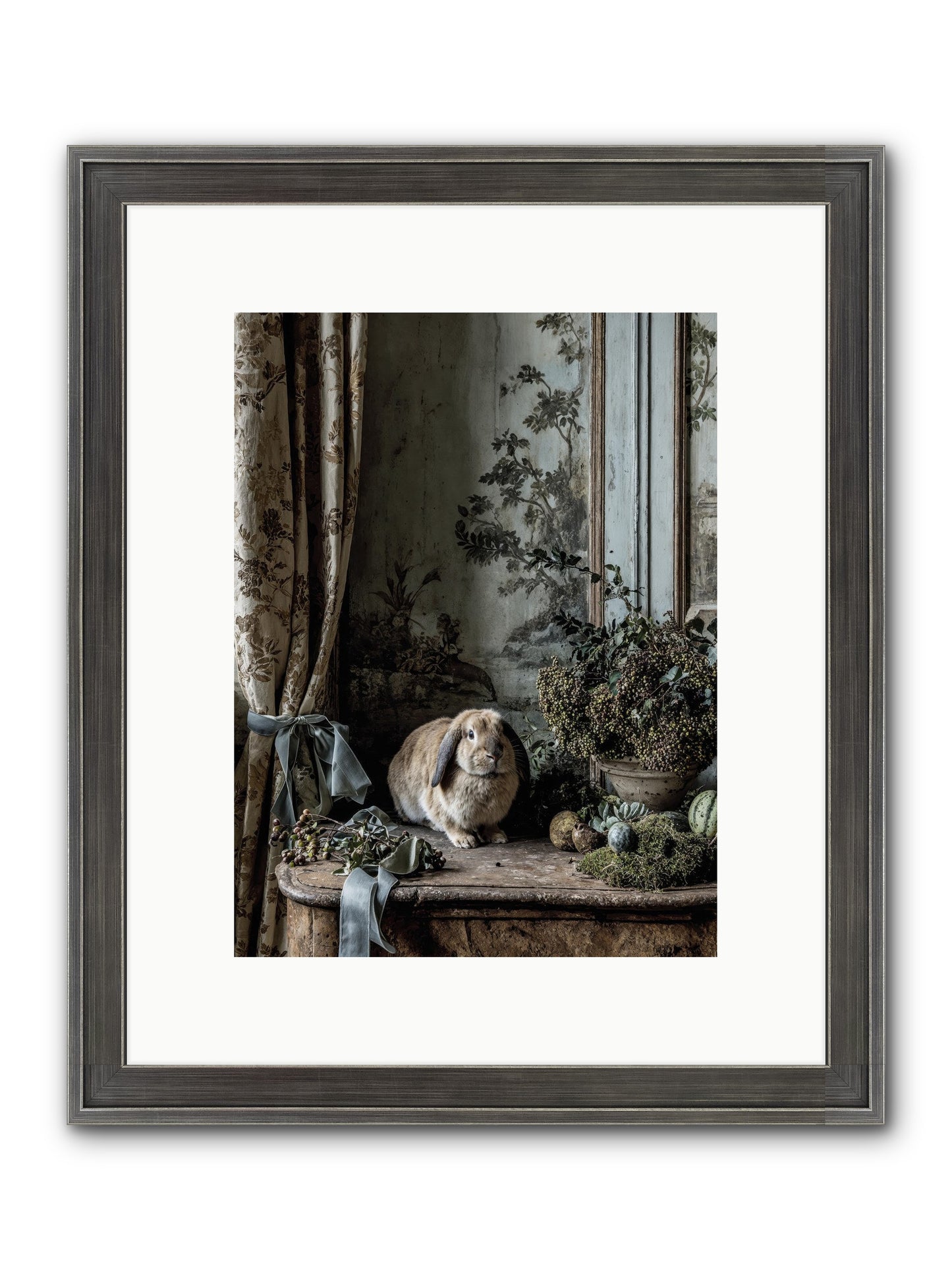 Clementine's Basket Framed Print - Slimwoods Black/Silver 9x12