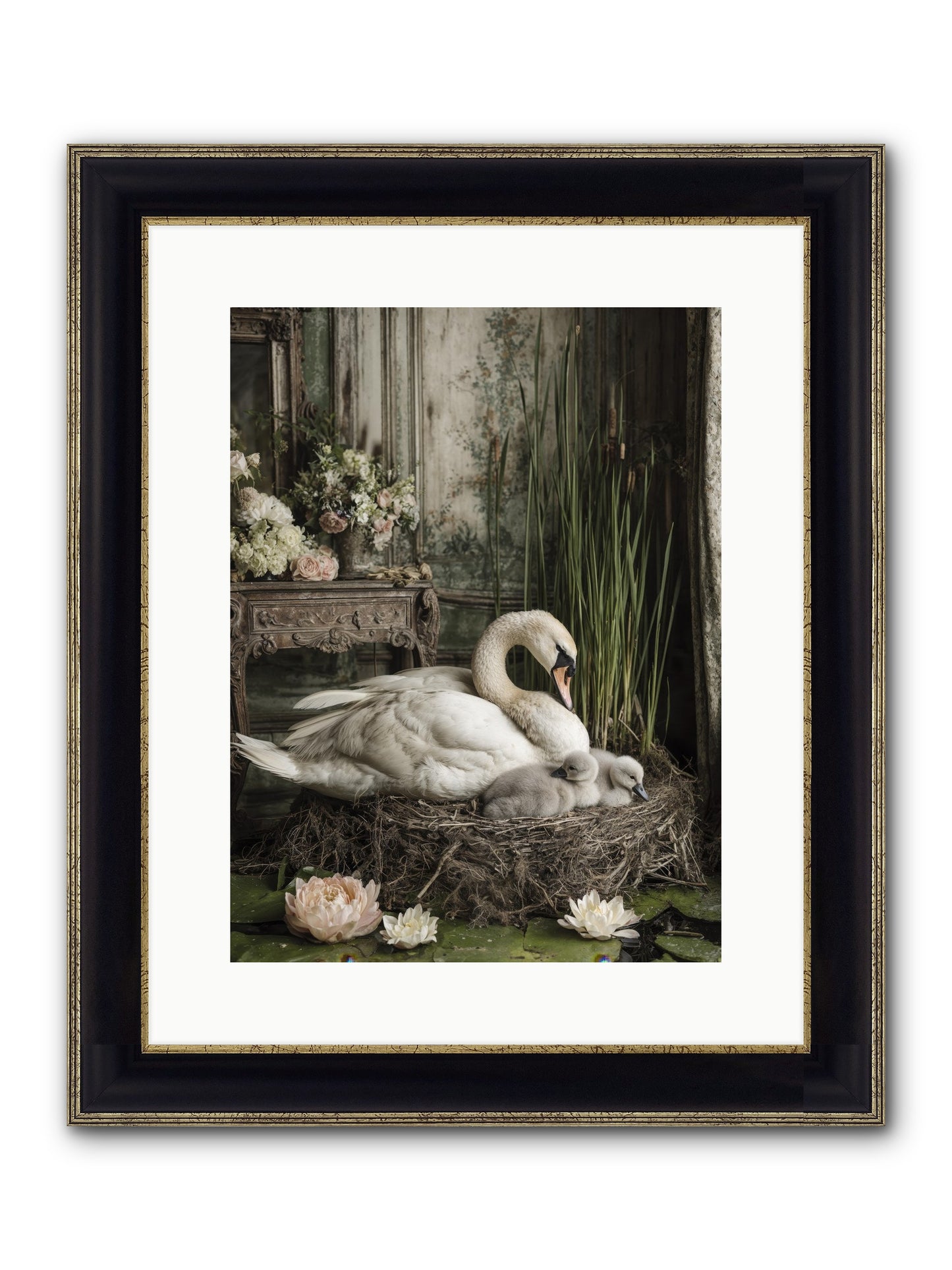 Cloud-Kissed Framed Print - Black & Gold 12x16