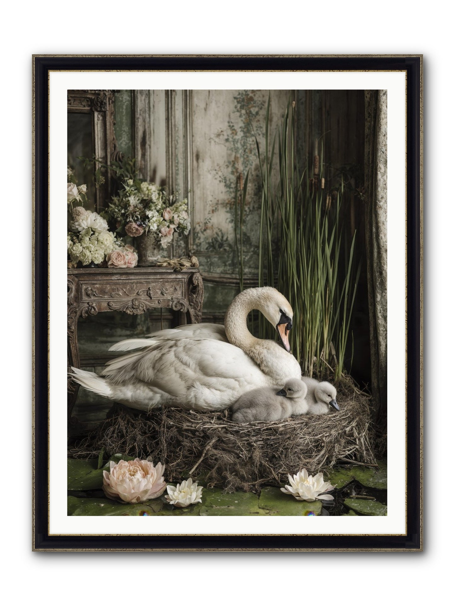 Cloud-Kissed Framed Print - Black & Gold 36x48