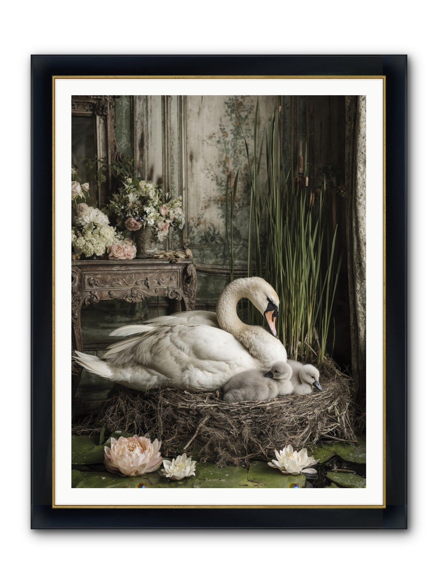 Cloud-Kissed Framed Print - Wide Black w/Gold 36x48
