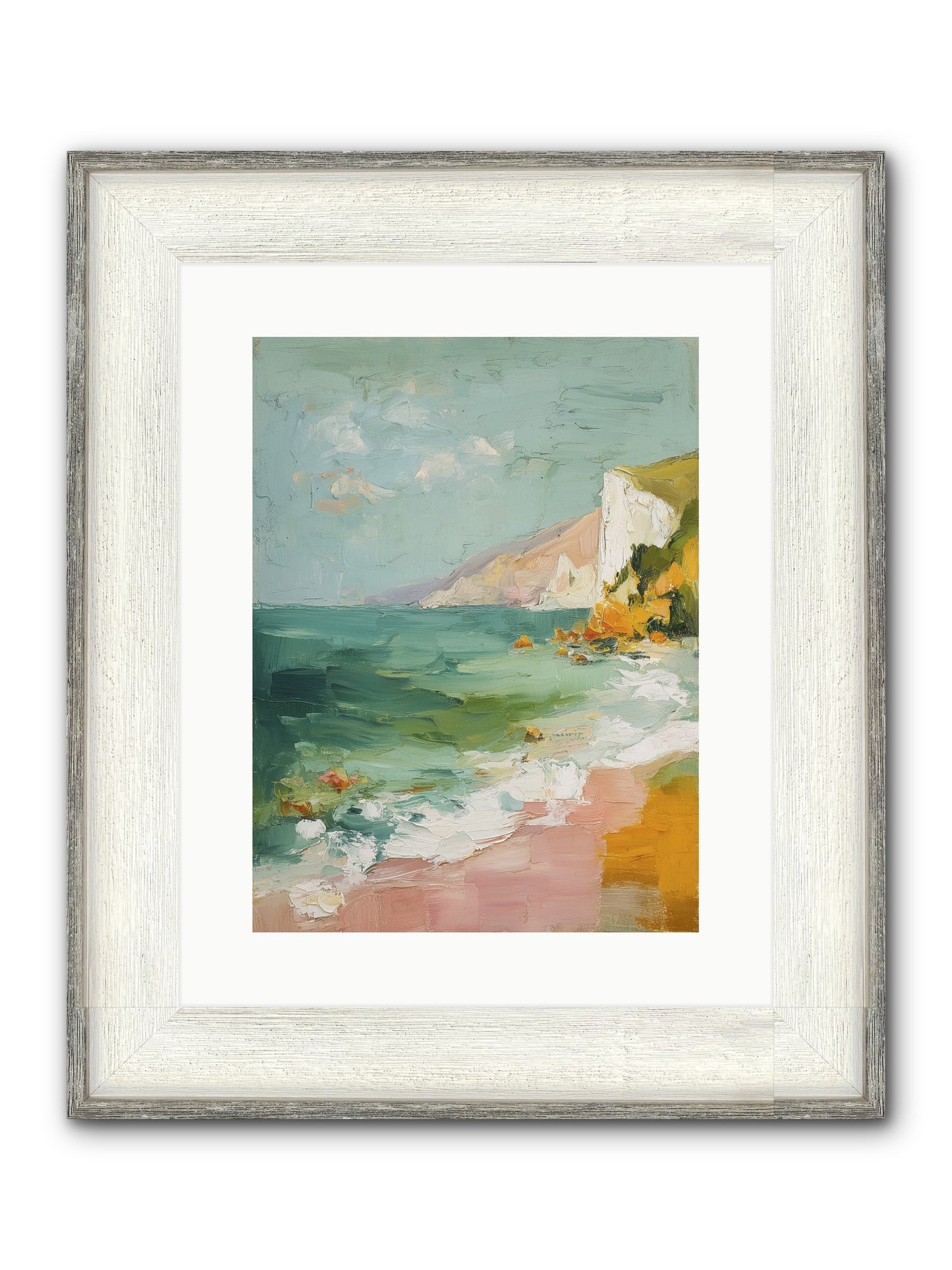 Clouds Across Blue Framed Print - Driftwood White 12x16