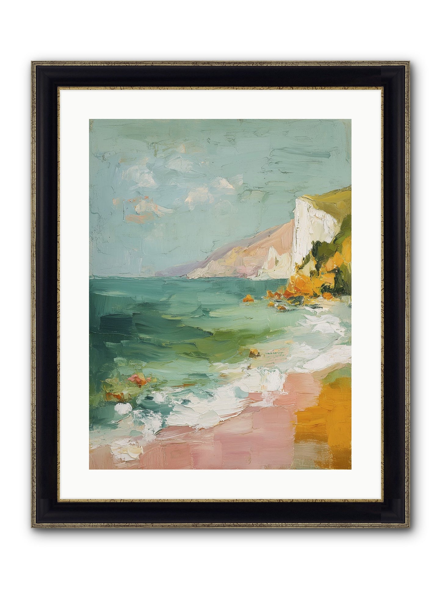 Clouds Across Blue Framed Print - Black & Gold 18x24