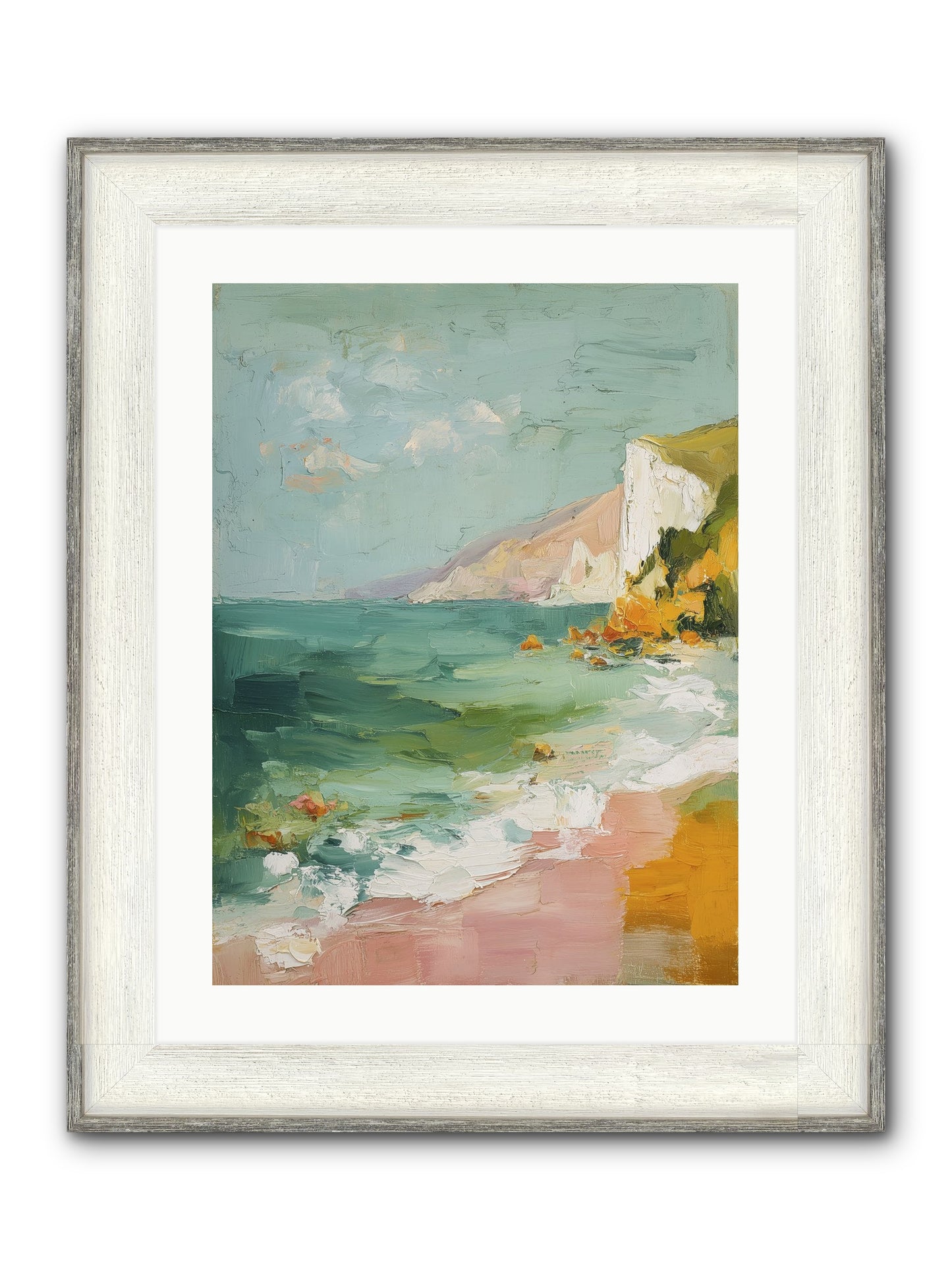 Clouds Across Blue Framed Print - Driftwood White 18x24
