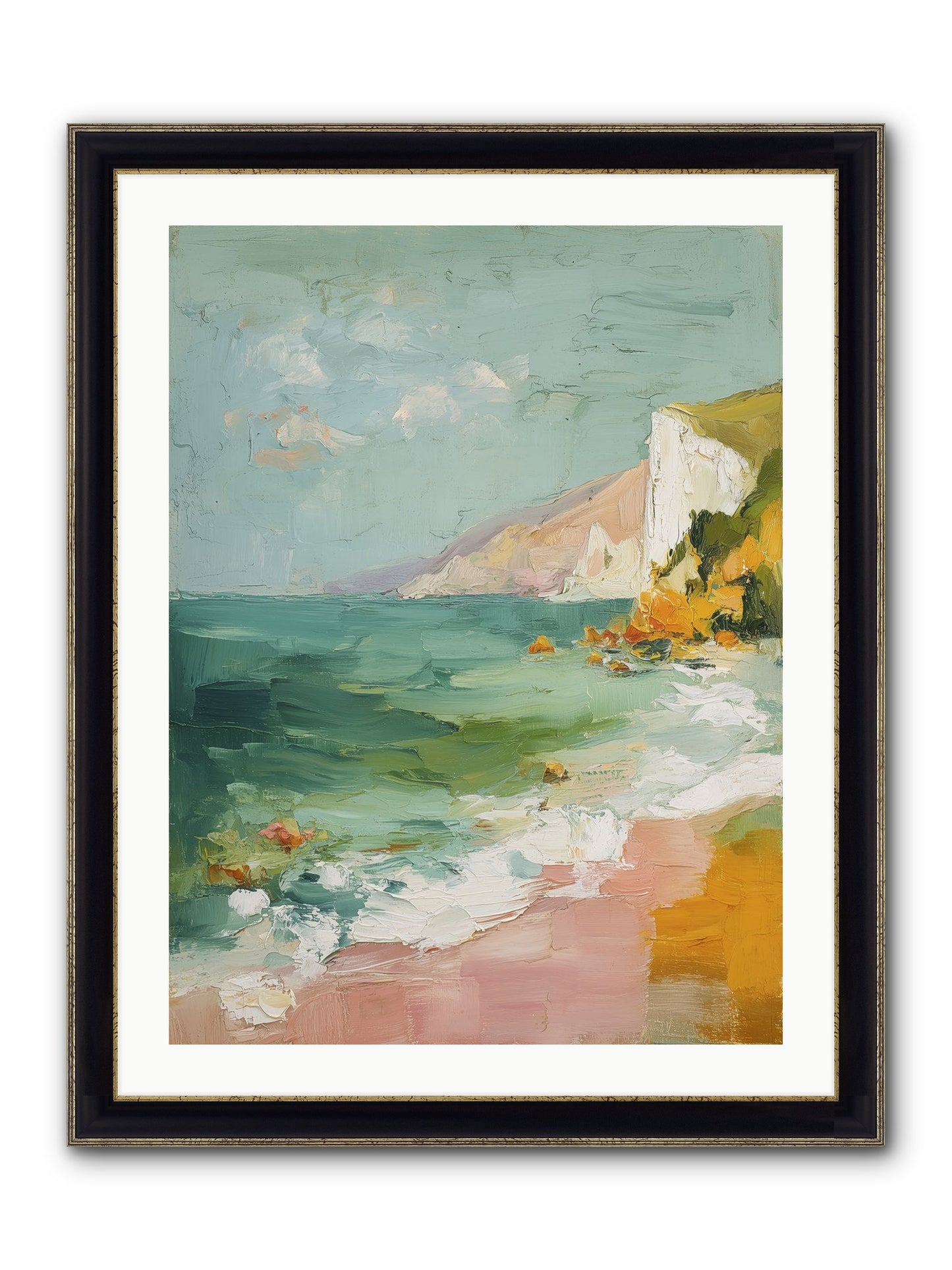 Clouds Across Blue Framed Print - Black & Gold 24x32