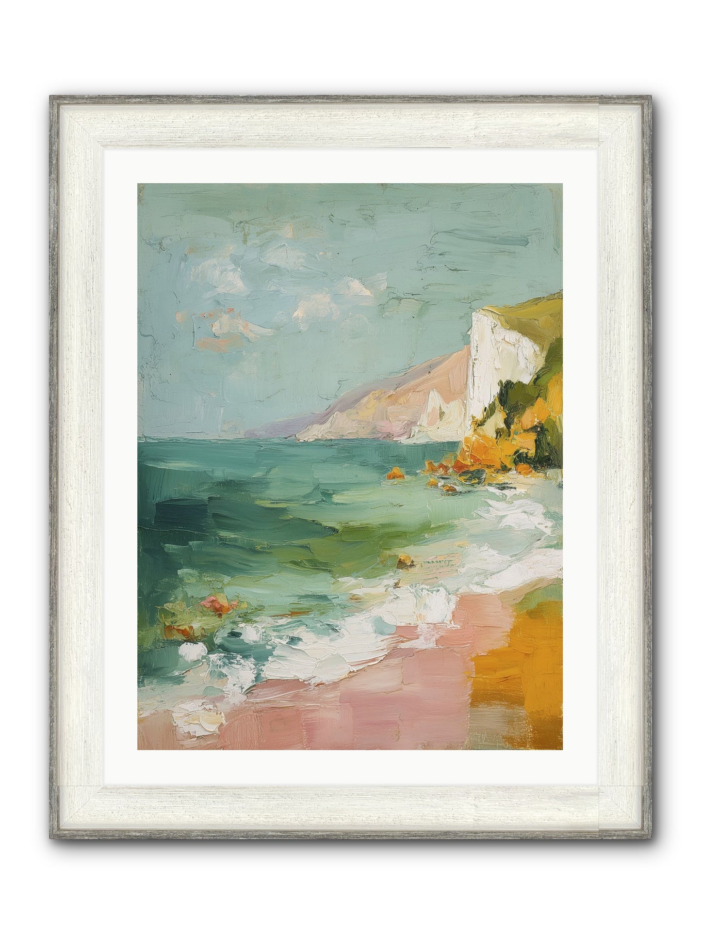Clouds Across Blue Framed Print - Driftwood White 24x32