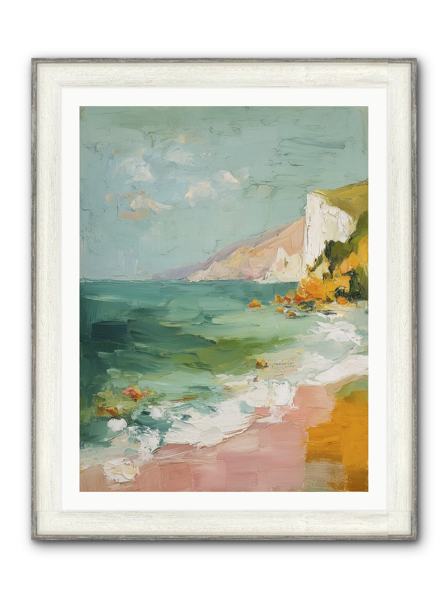 Clouds Across Blue Framed Print - Driftwood White 30x40