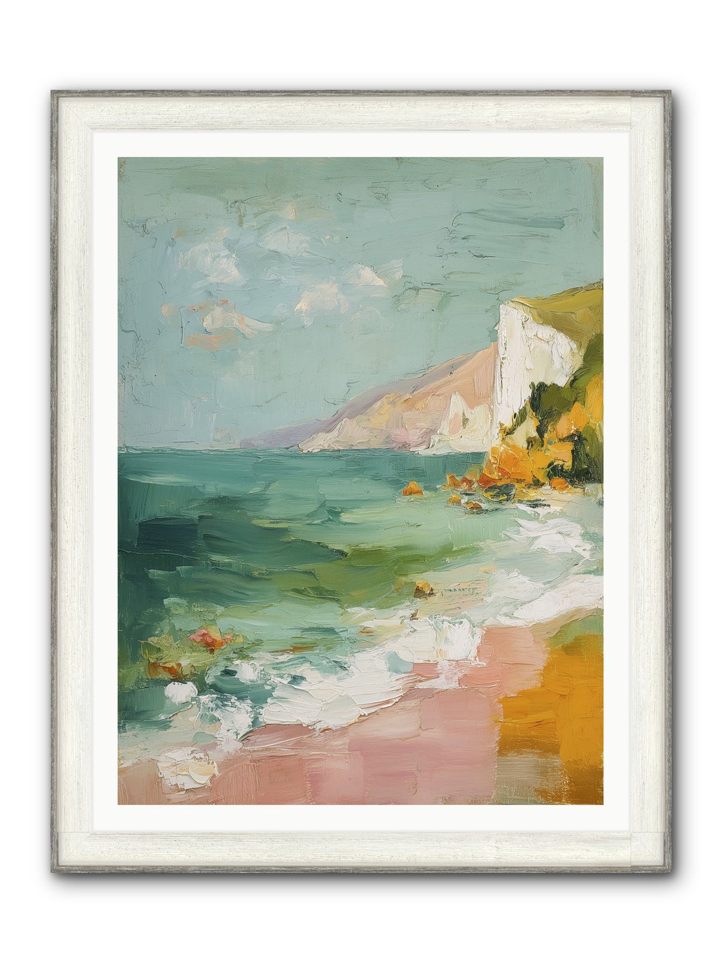 Clouds Across Blue Framed Print - Driftwood White 36x48