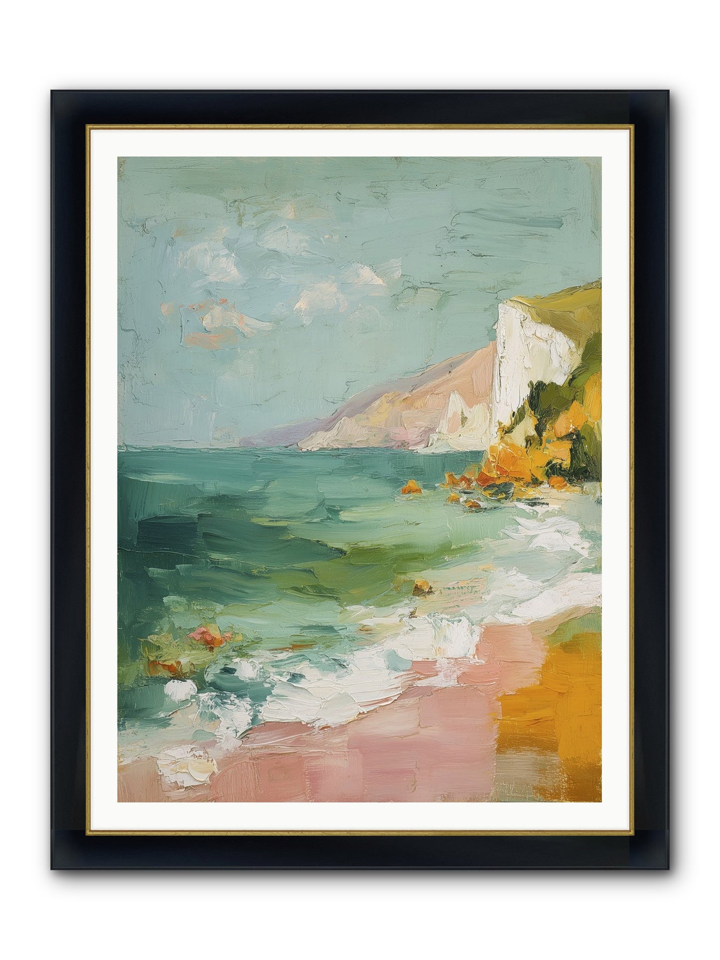 Clouds Across Blue Framed Print - Wide Black w/Gold 36x48