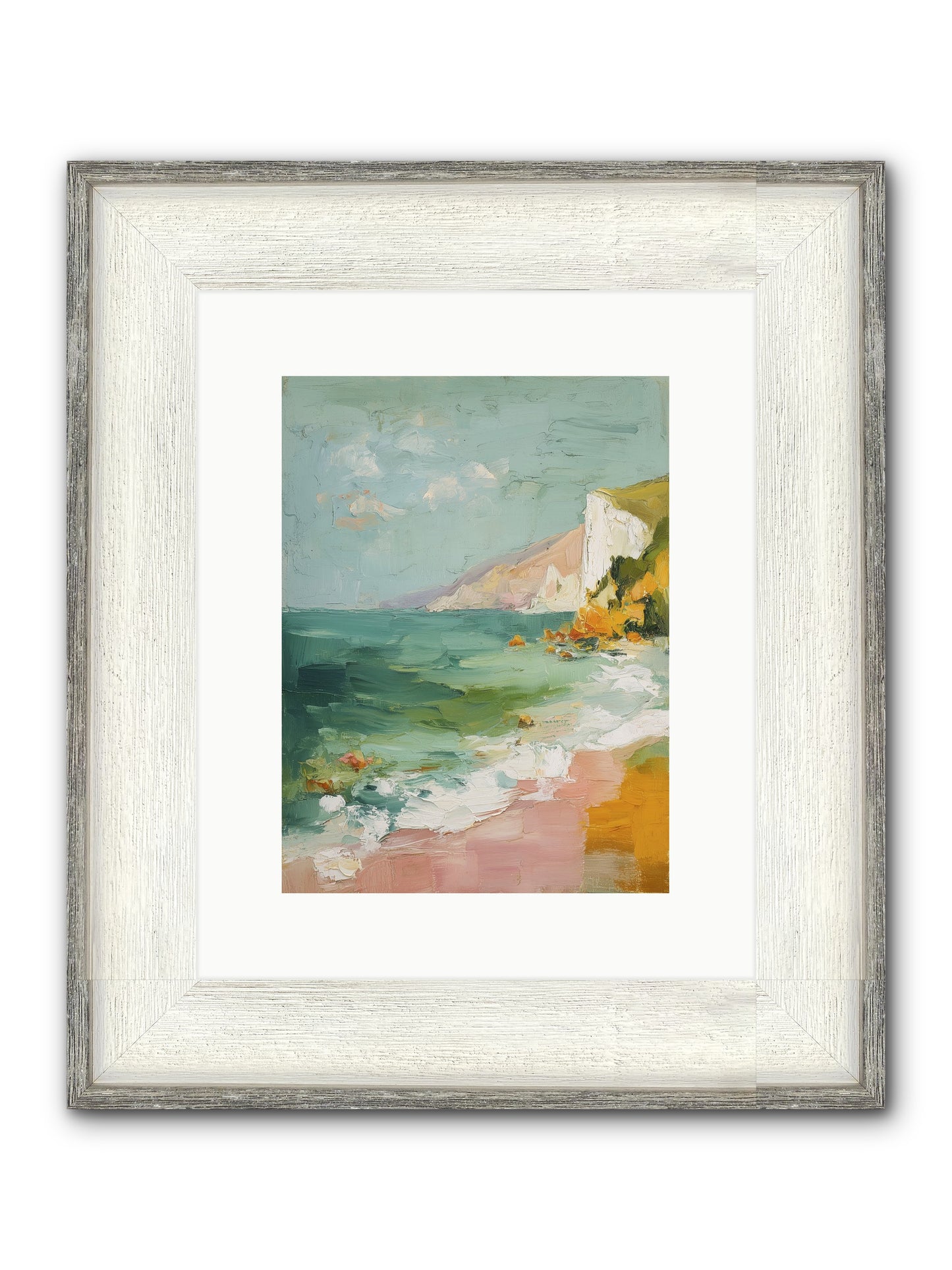 Clouds Across Blue Framed Print - Driftwood White 9x12