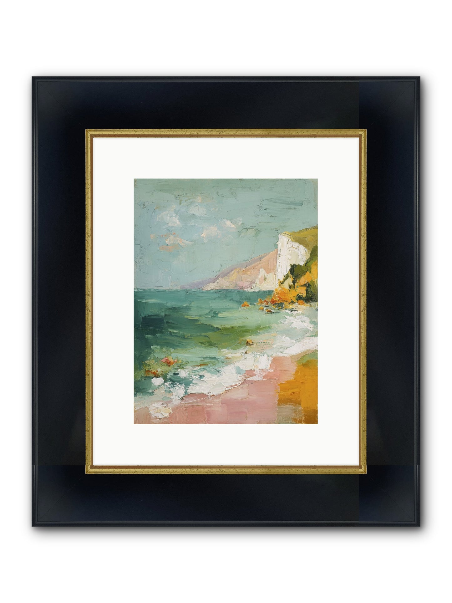 Clouds Across Blue Framed Print - Wide Black w/Gold 9x12