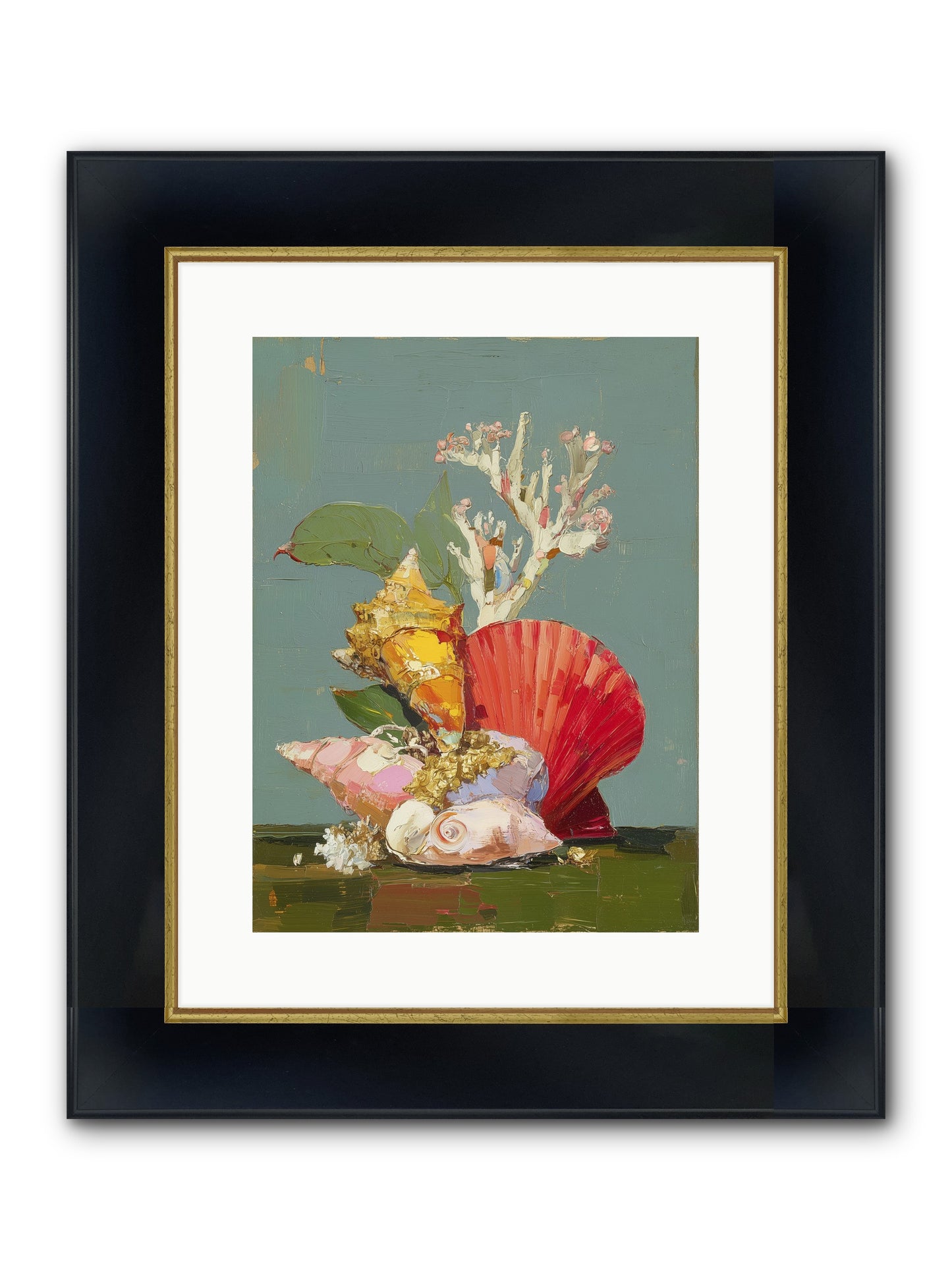 Coastal Archaeology Framed Print - Wide Black w/Gold 12x16