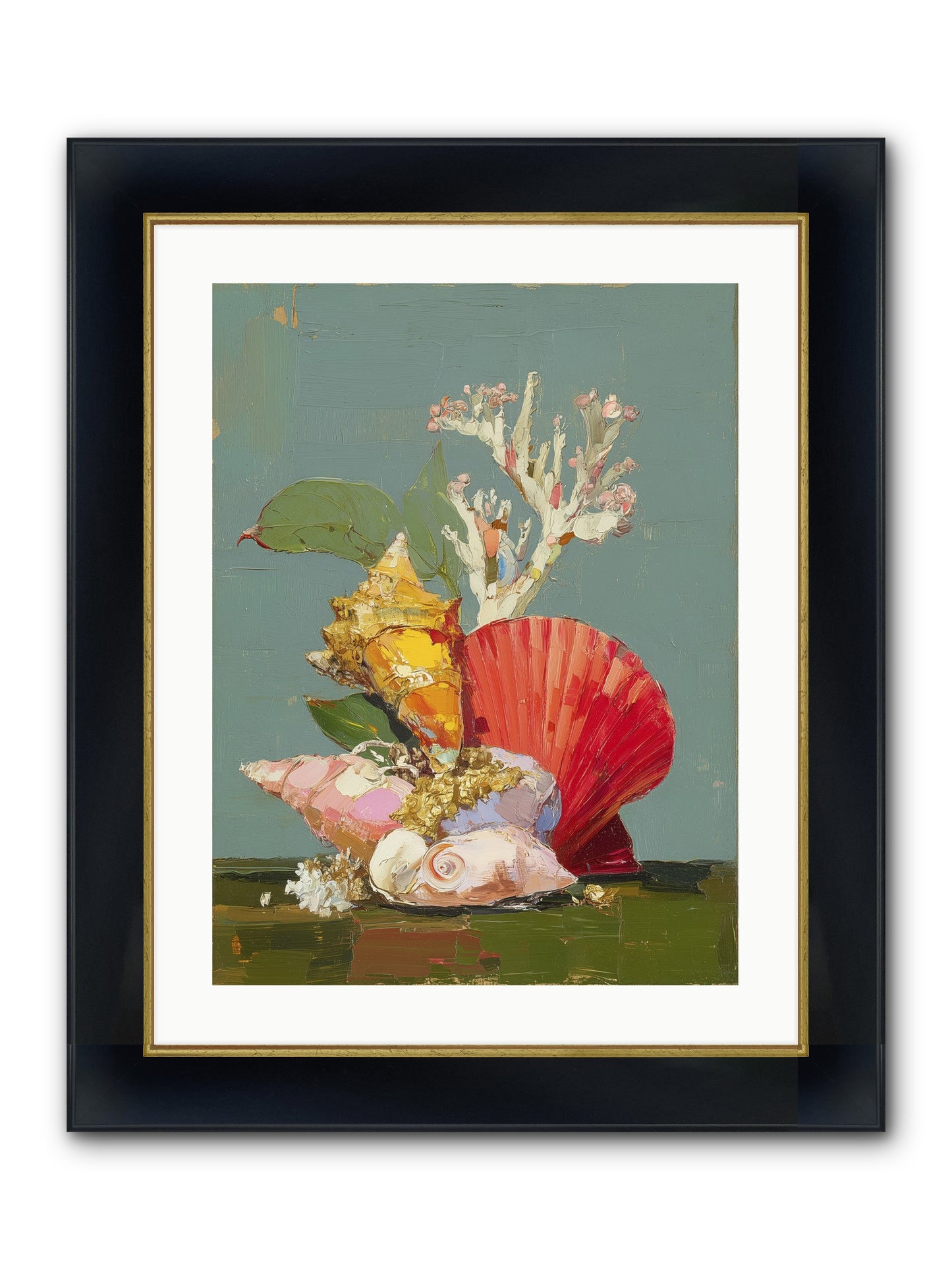 Coastal Archaeology Framed Print - Wide Black w/Gold 18x24