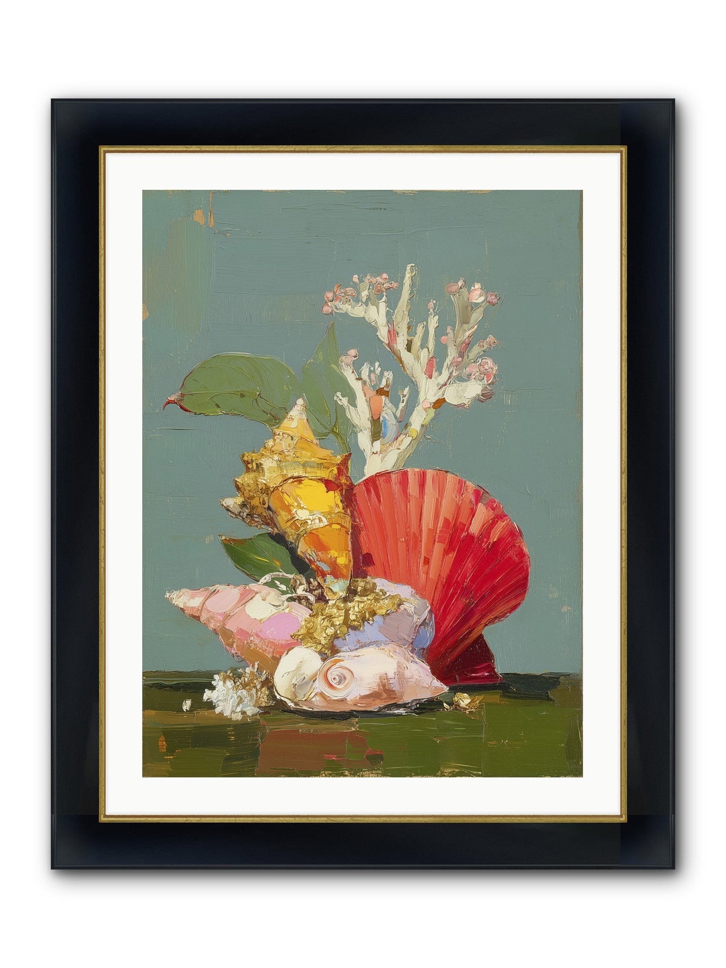 Coastal Archaeology Framed Print - Wide Black w/Gold 24x32