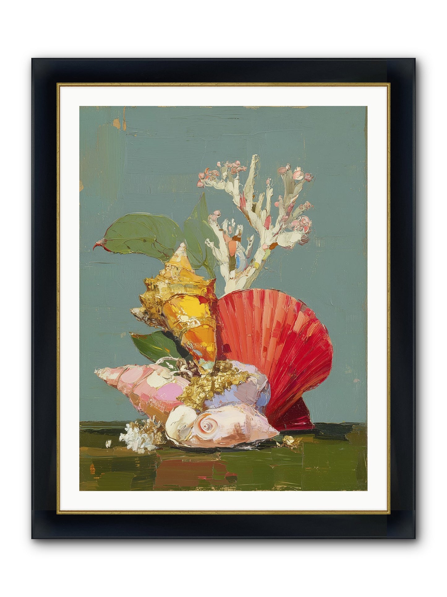 Coastal Archaeology Framed Print - Wide Black w/Gold 30x40