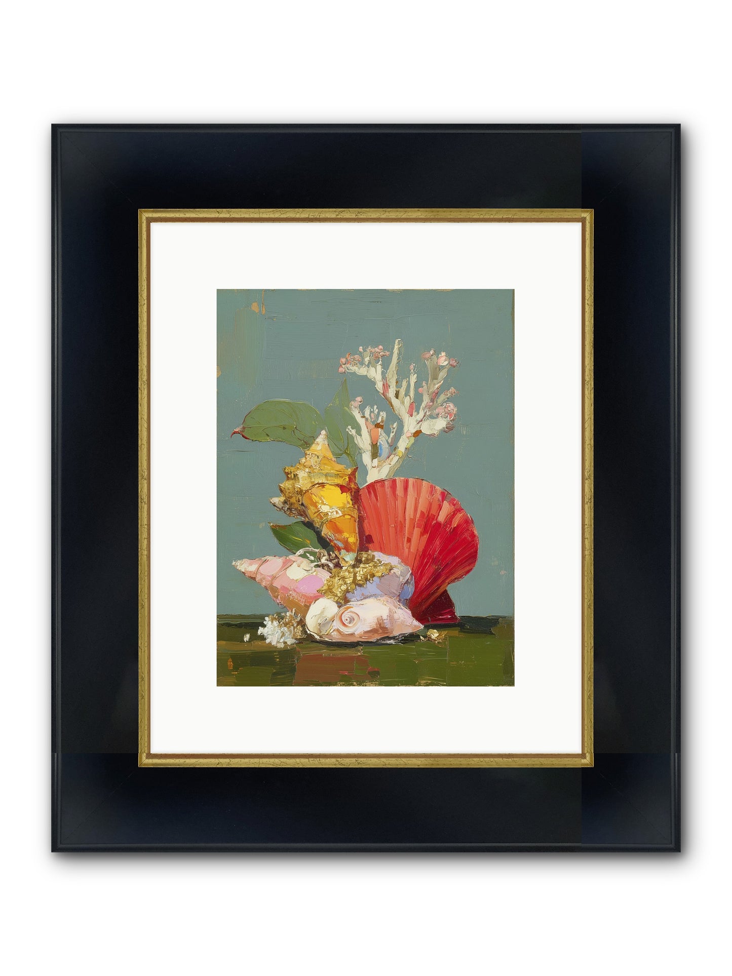 Coastal Archaeology Framed Print - Wide Black w/Gold 9x12
