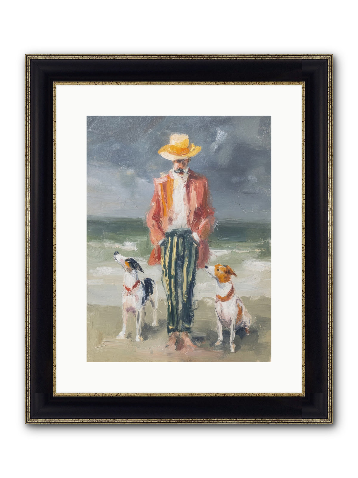 Coastal Canines Framed Print - Black & Gold 12x16
