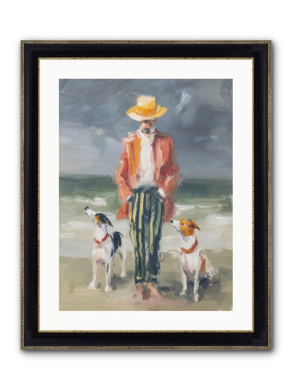 Coastal Canines Framed Print - Black & Gold 18x24