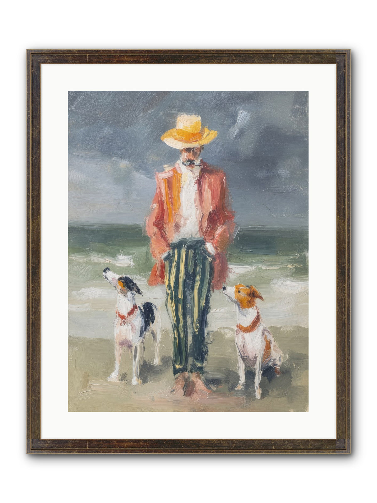 Coastal Canines Framed Print - Slimwoods Black/Gold 18x24