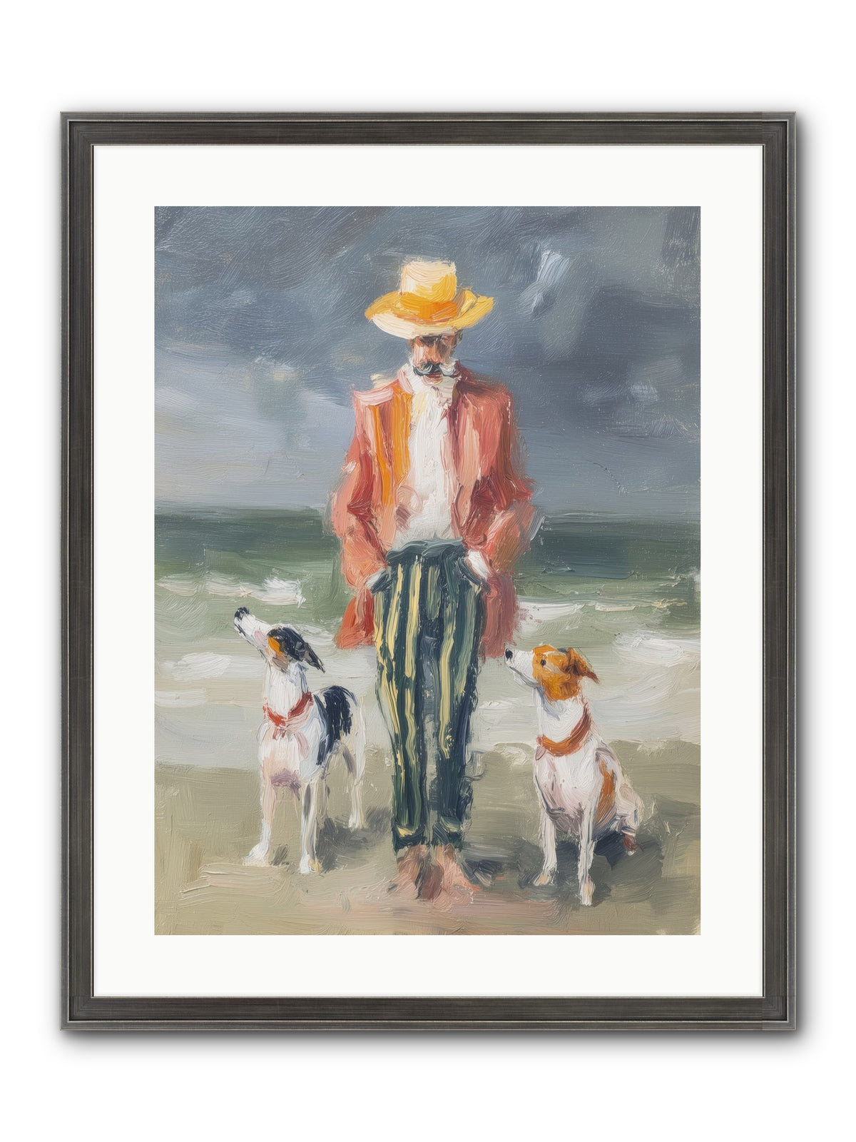 Coastal Canines Framed Print - Slimwoods Black/Silver 18x24