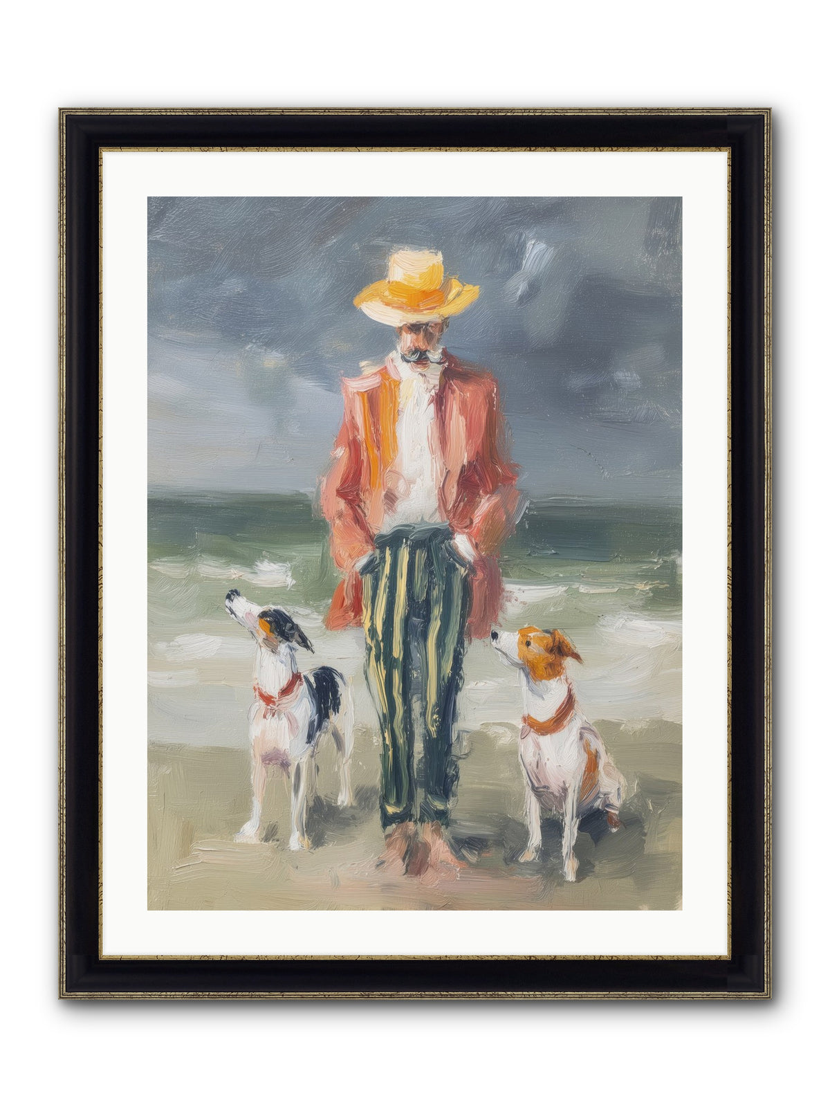 Coastal Canines Framed Print - Black & Gold 24x32