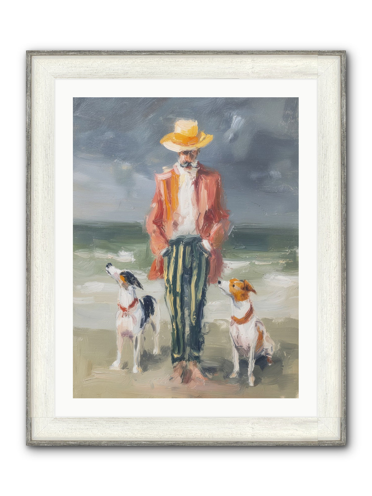 Coastal Canines Framed Print - Driftwood White 24x32