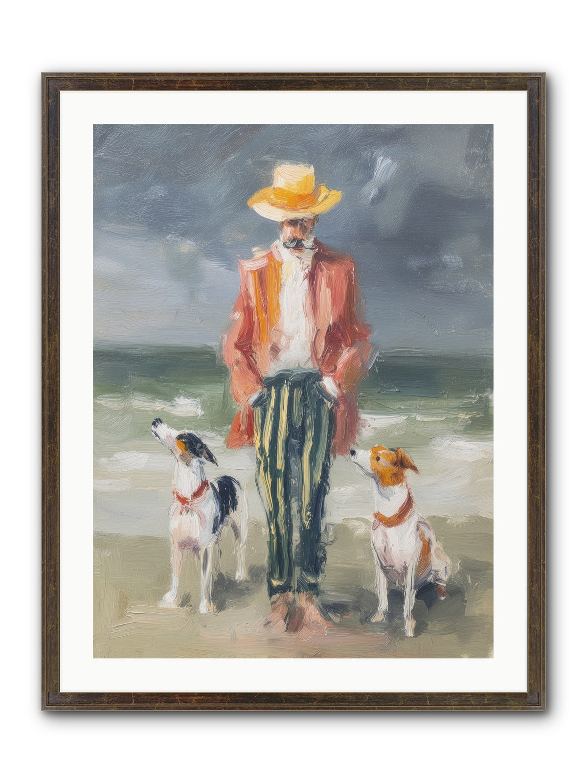 Coastal Canines Framed Print - Slimwoods Black/Gold 24x32