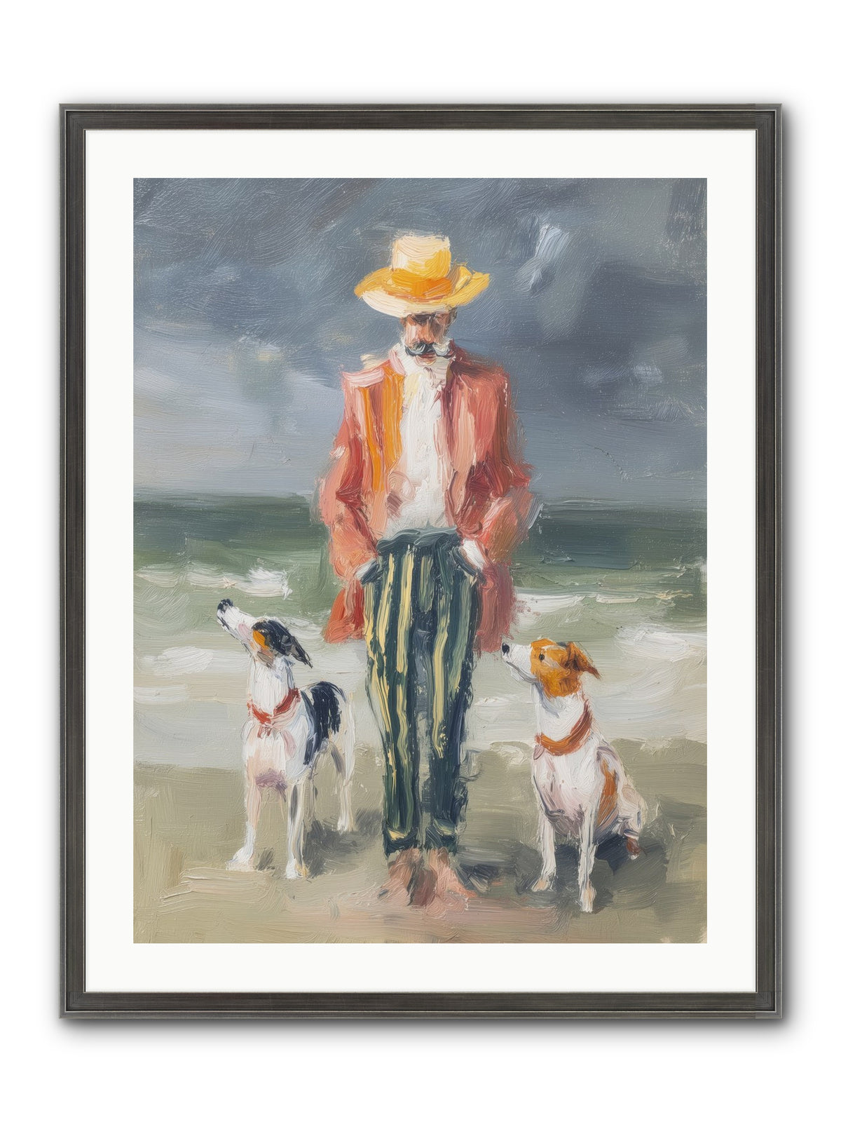 Coastal Canines Framed Print - Slimwoods Black/Silver 24x32