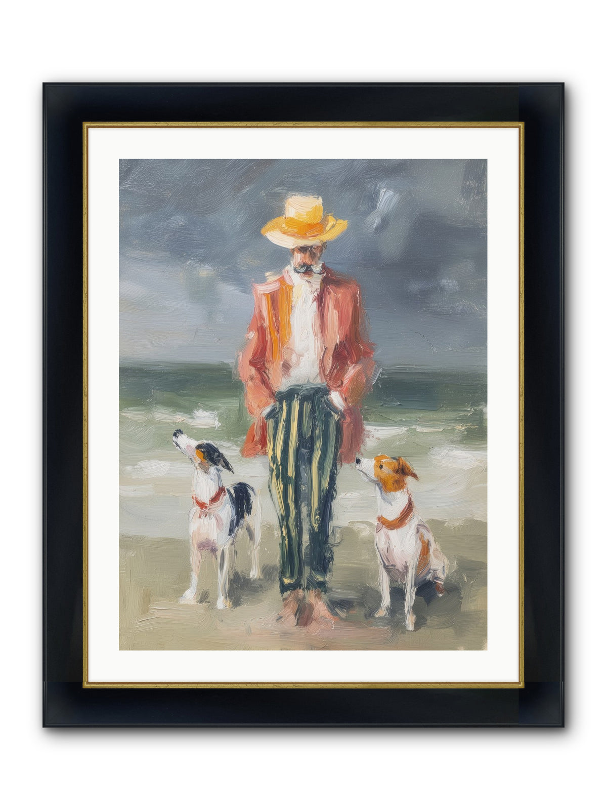 Coastal Canines Framed Print - Wide Black w/Gold 24x32