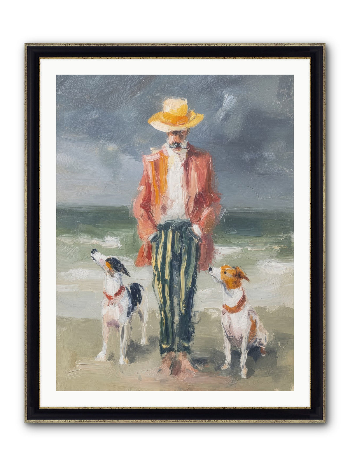 Coastal Canines Framed Print - Black & Gold 30x40
