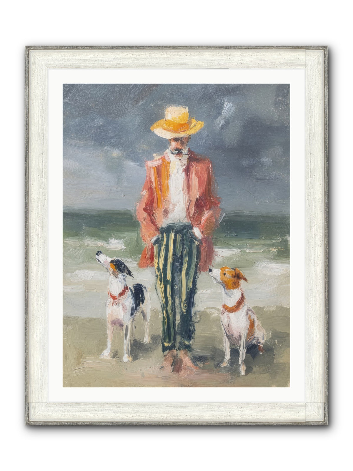 Coastal Canines Framed Print - Driftwood White 30x40