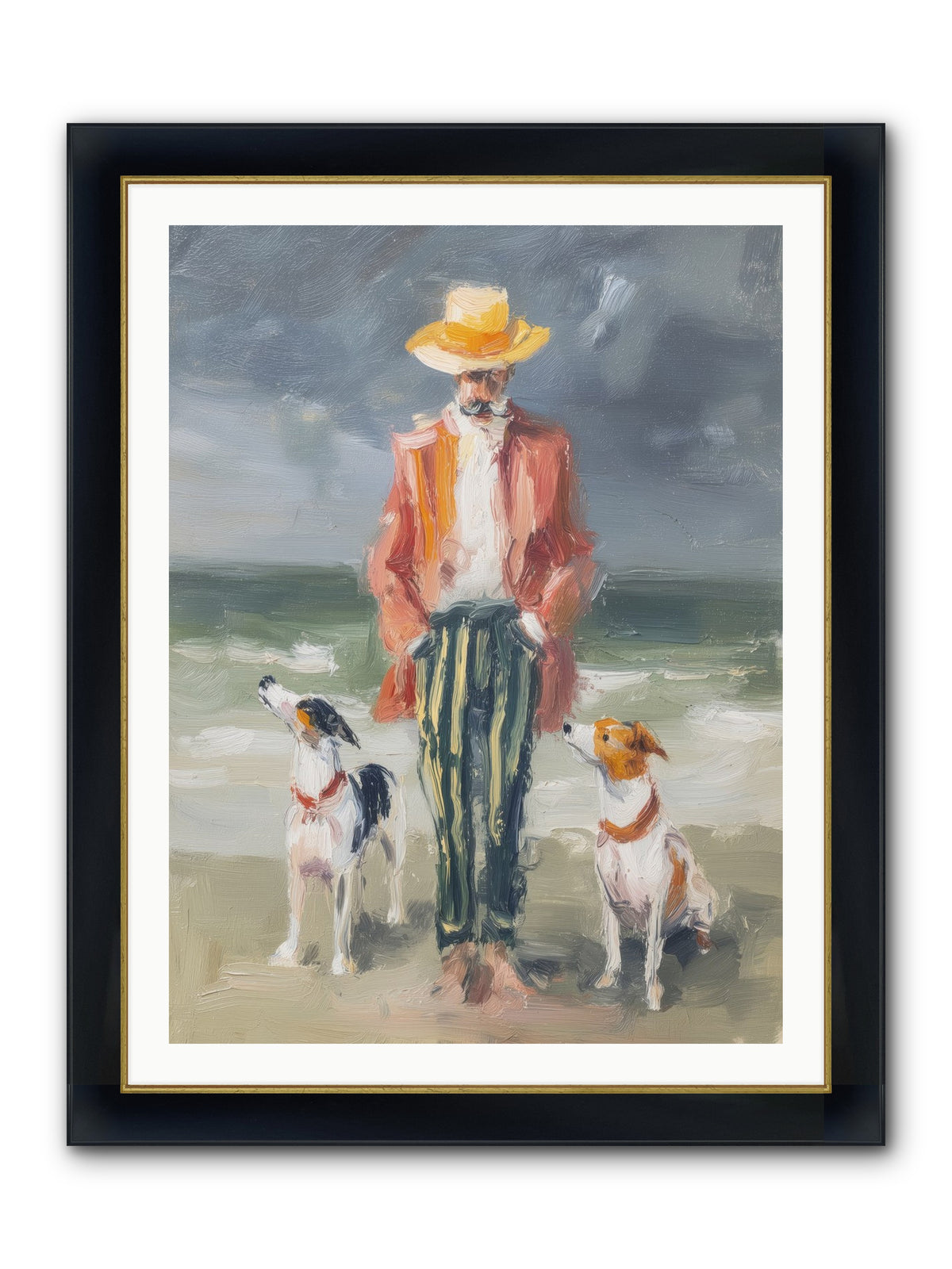 Coastal Canines Framed Print - Wide Black w/Gold 30x40