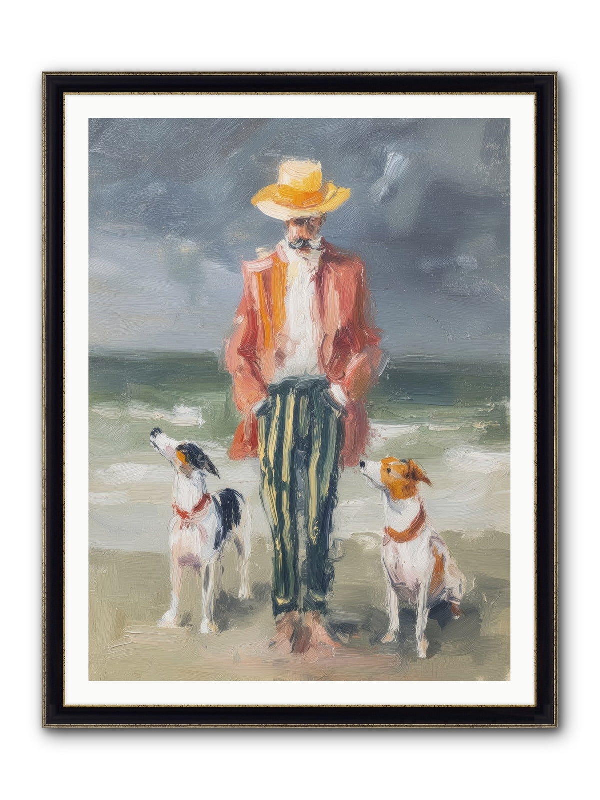 Coastal Canines Framed Print - Black & Gold 36x48