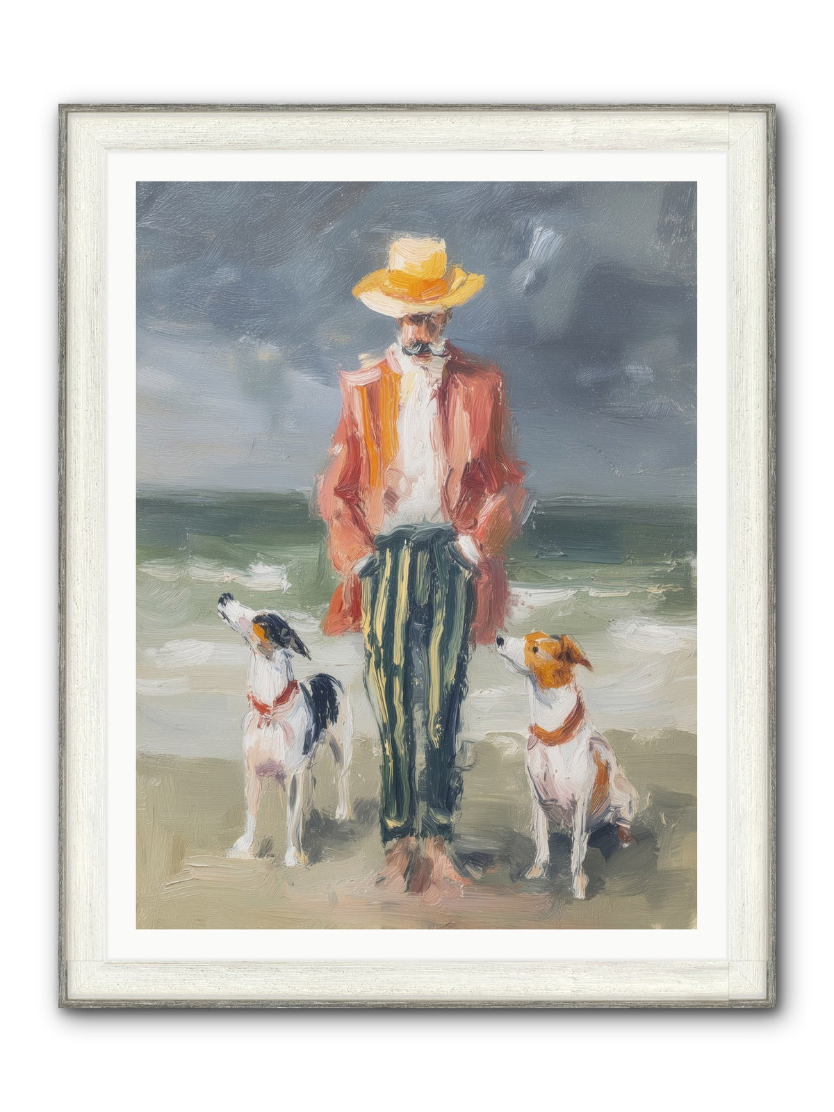 Coastal Canines Framed Print - Driftwood White 36x48