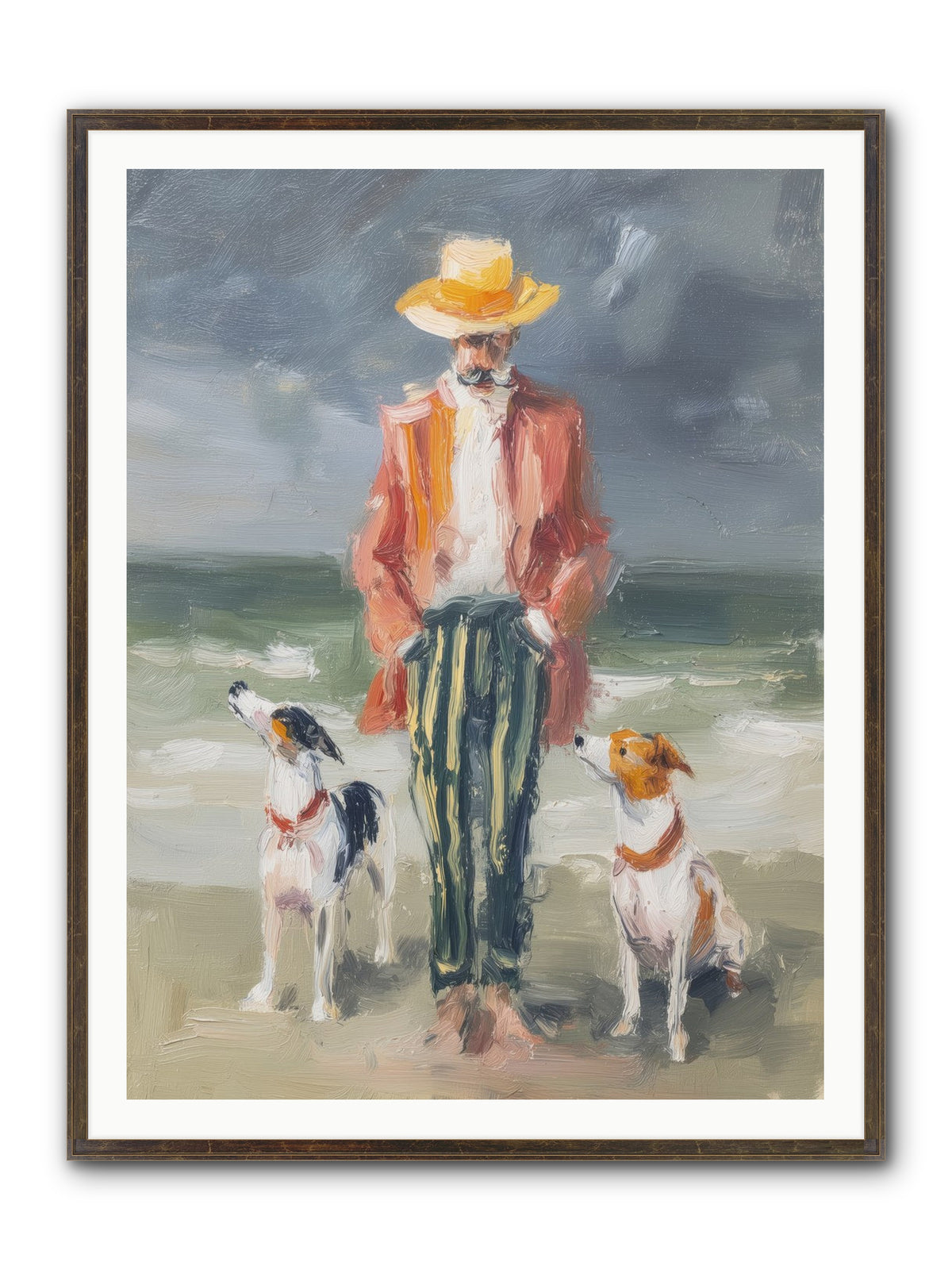 Coastal Canines Framed Print - Slimwoods Black/Gold 36x48