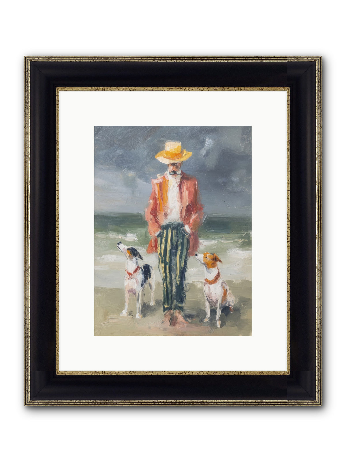 Coastal Canines Framed Print - Black & Gold 9x12