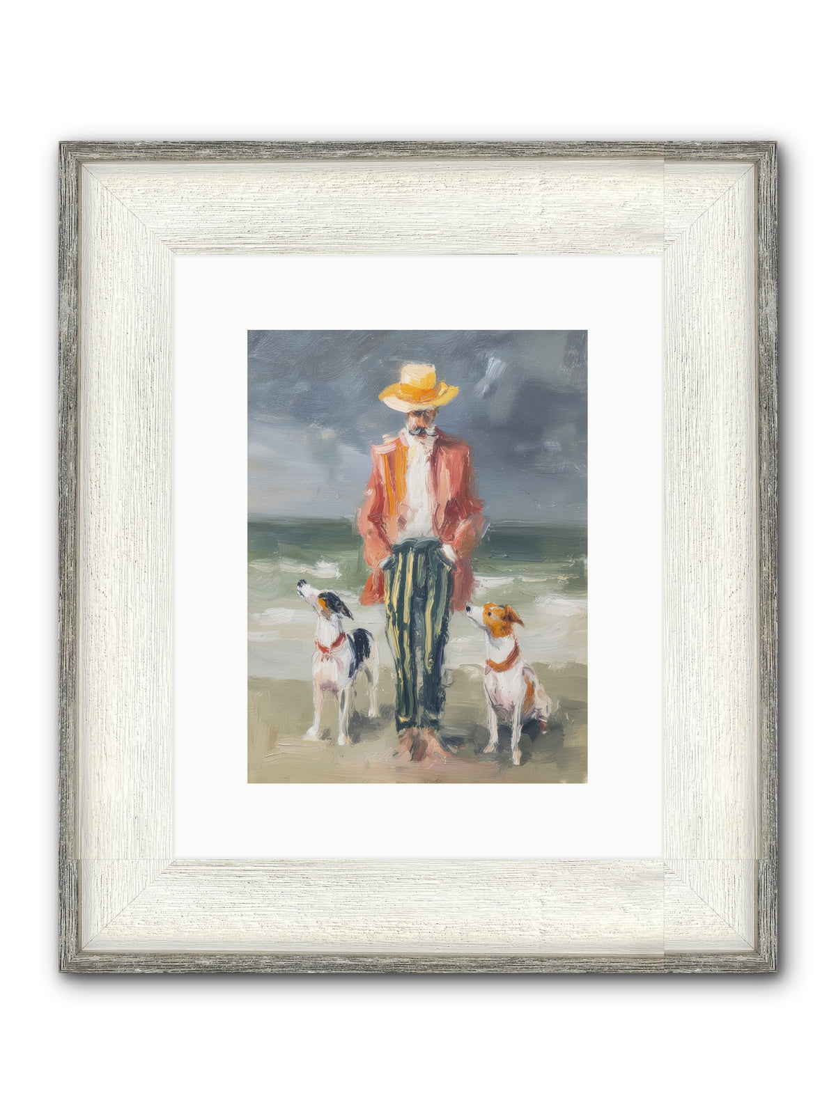 Coastal Canines Framed Print - Driftwood White 9x12