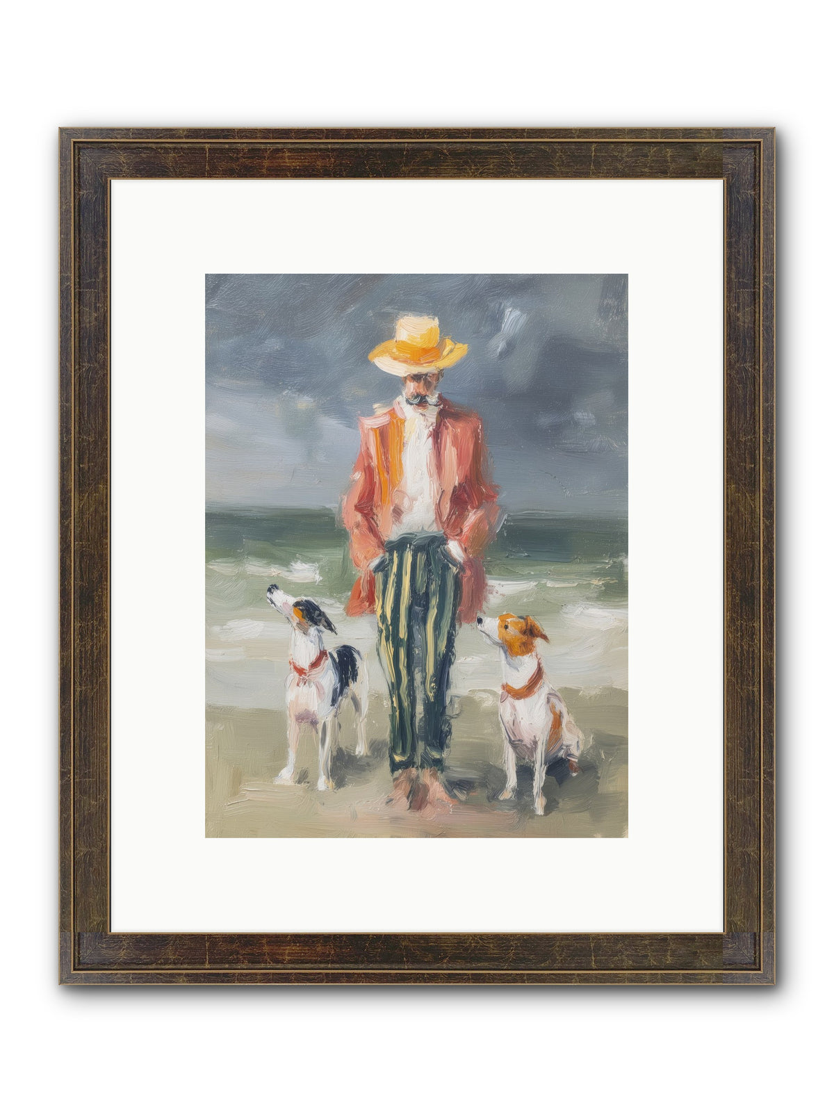 Coastal Canines Framed Print - Slimwoods Black/Gold 9x12