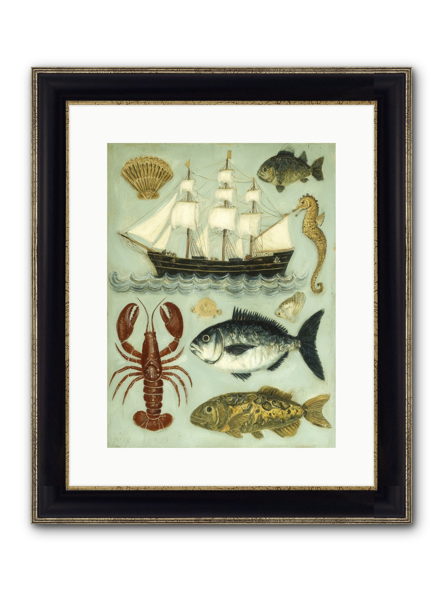 Coastal Chronicles Framed Print - Black & Gold 12x16