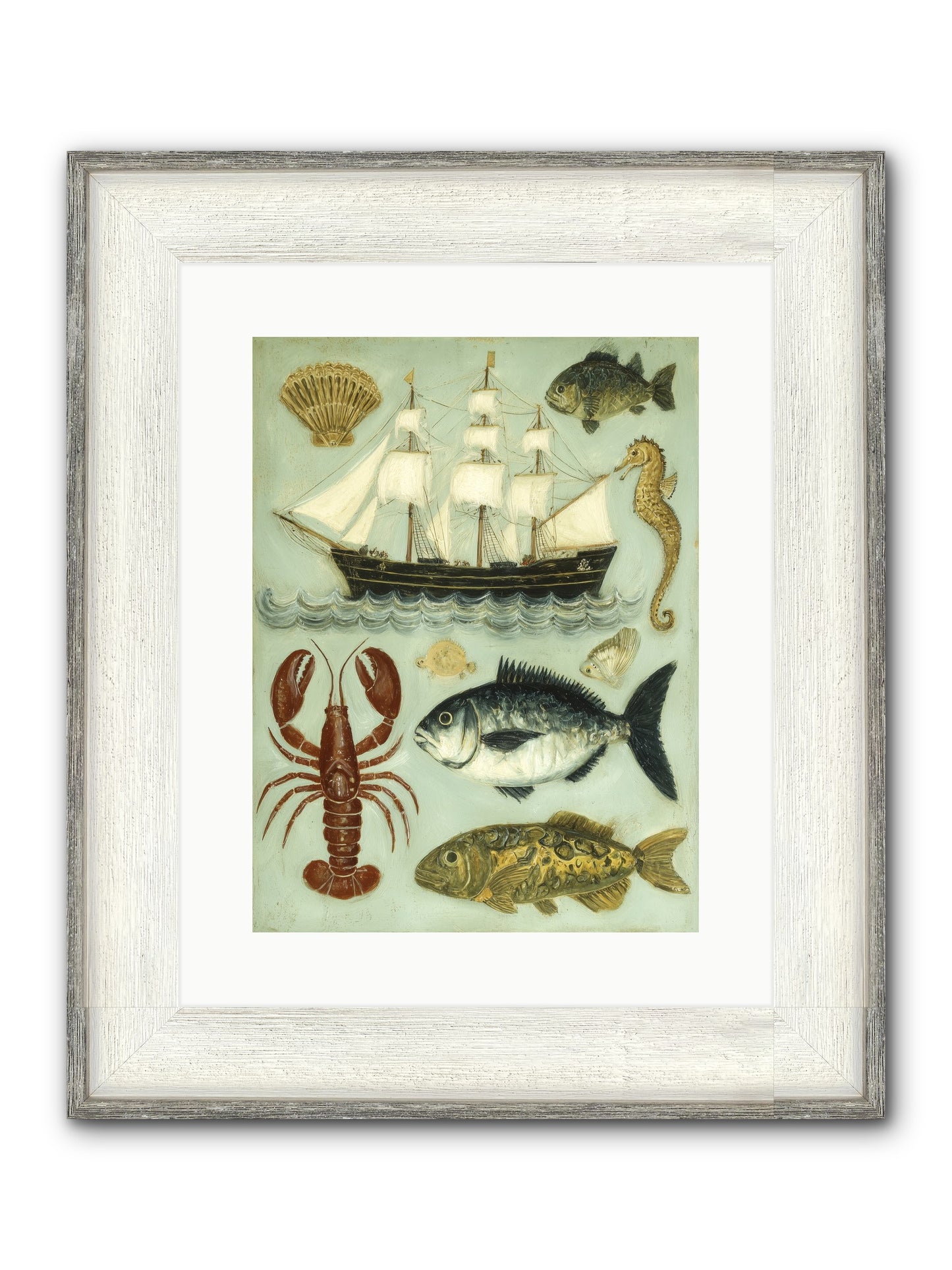 Coastal Chronicles Framed Print - Driftwood White 12x16