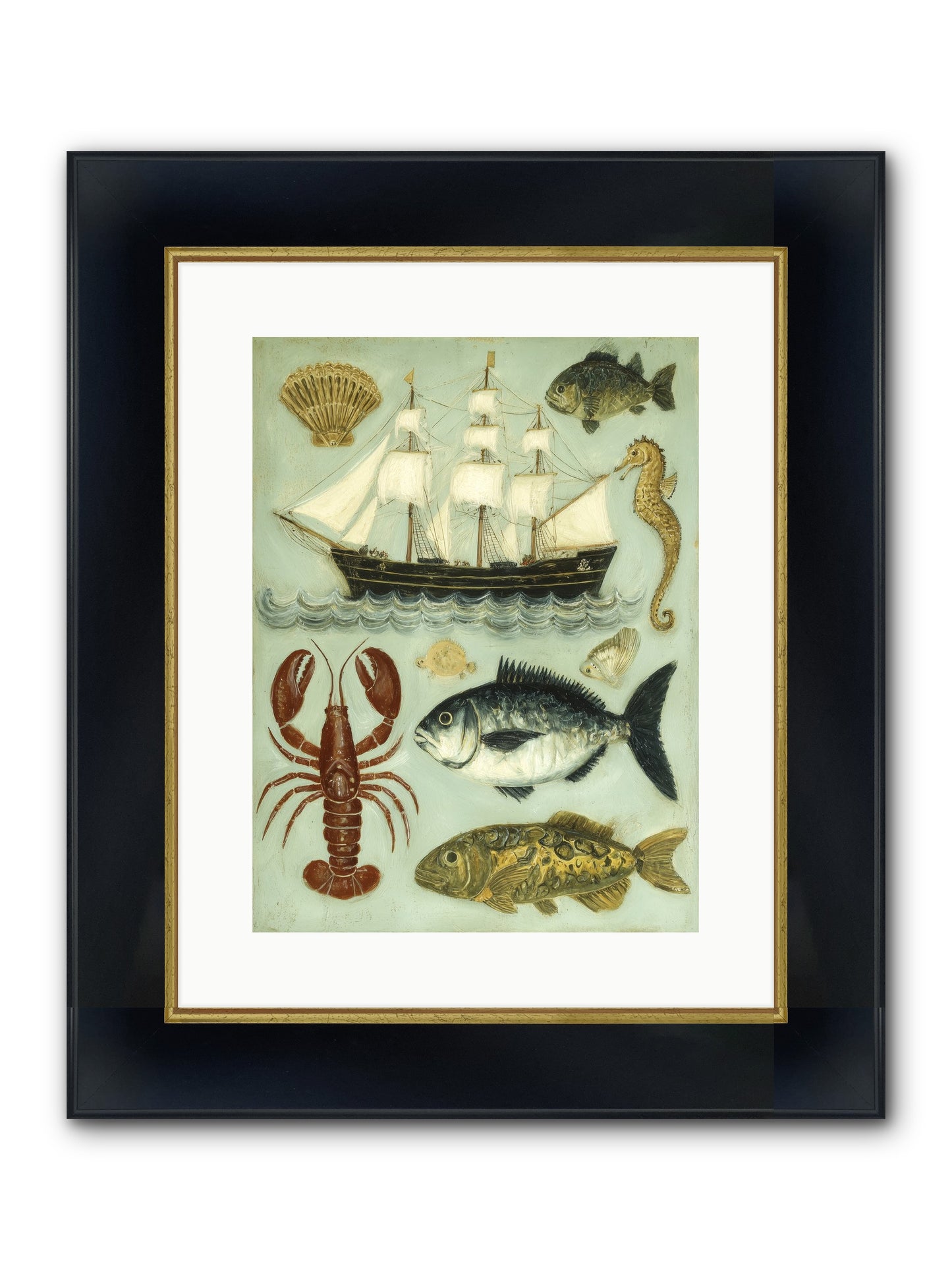 Coastal Chronicles Framed Print - Wide Black w/Gold 12x16